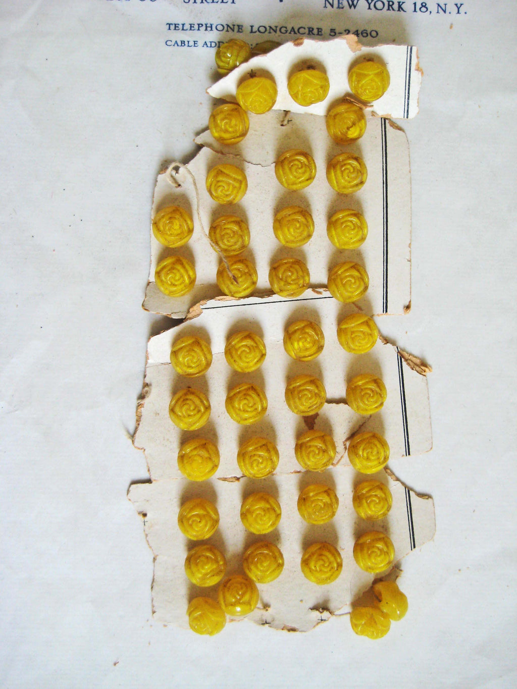 Yellow Rose Glass Button 1 Doz