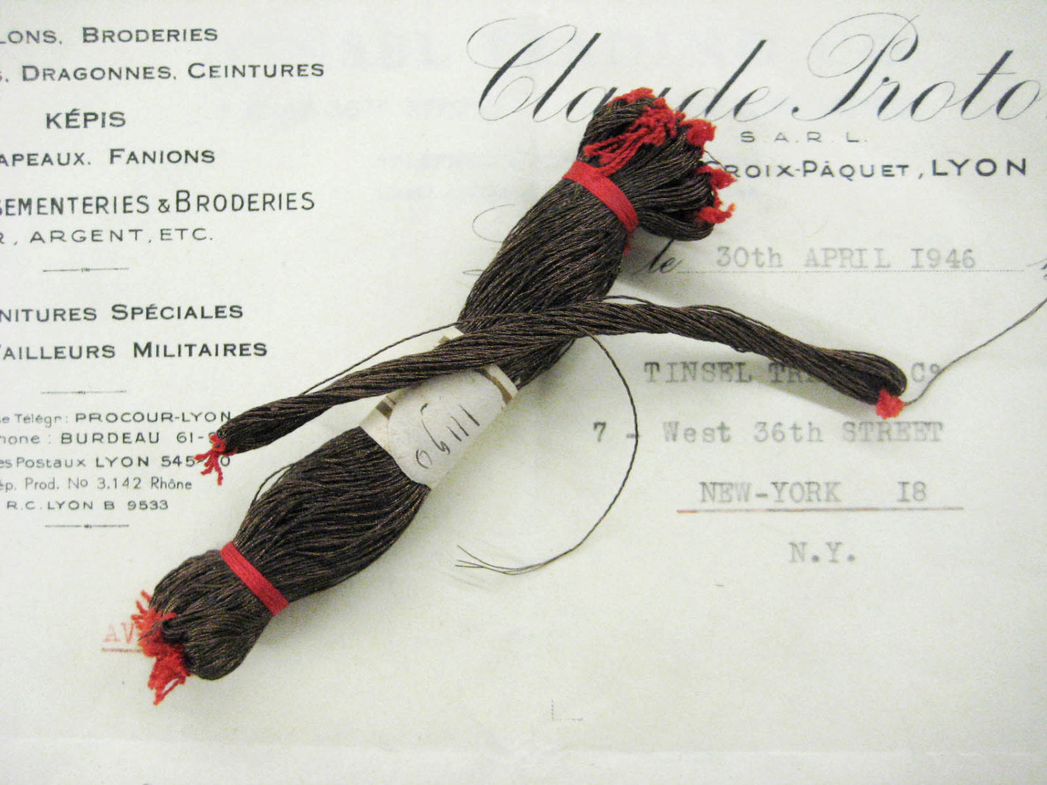 3 ply French Metallic Thread - 6 Colors