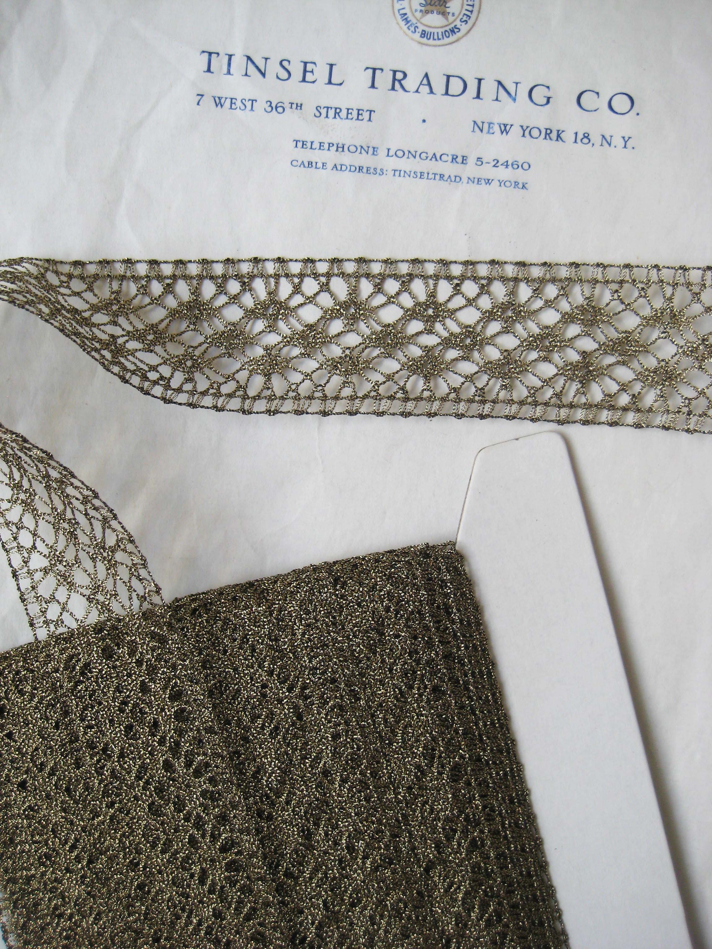 Dark Gold Metallic Straight Edge Lace Trim 1 7/16"