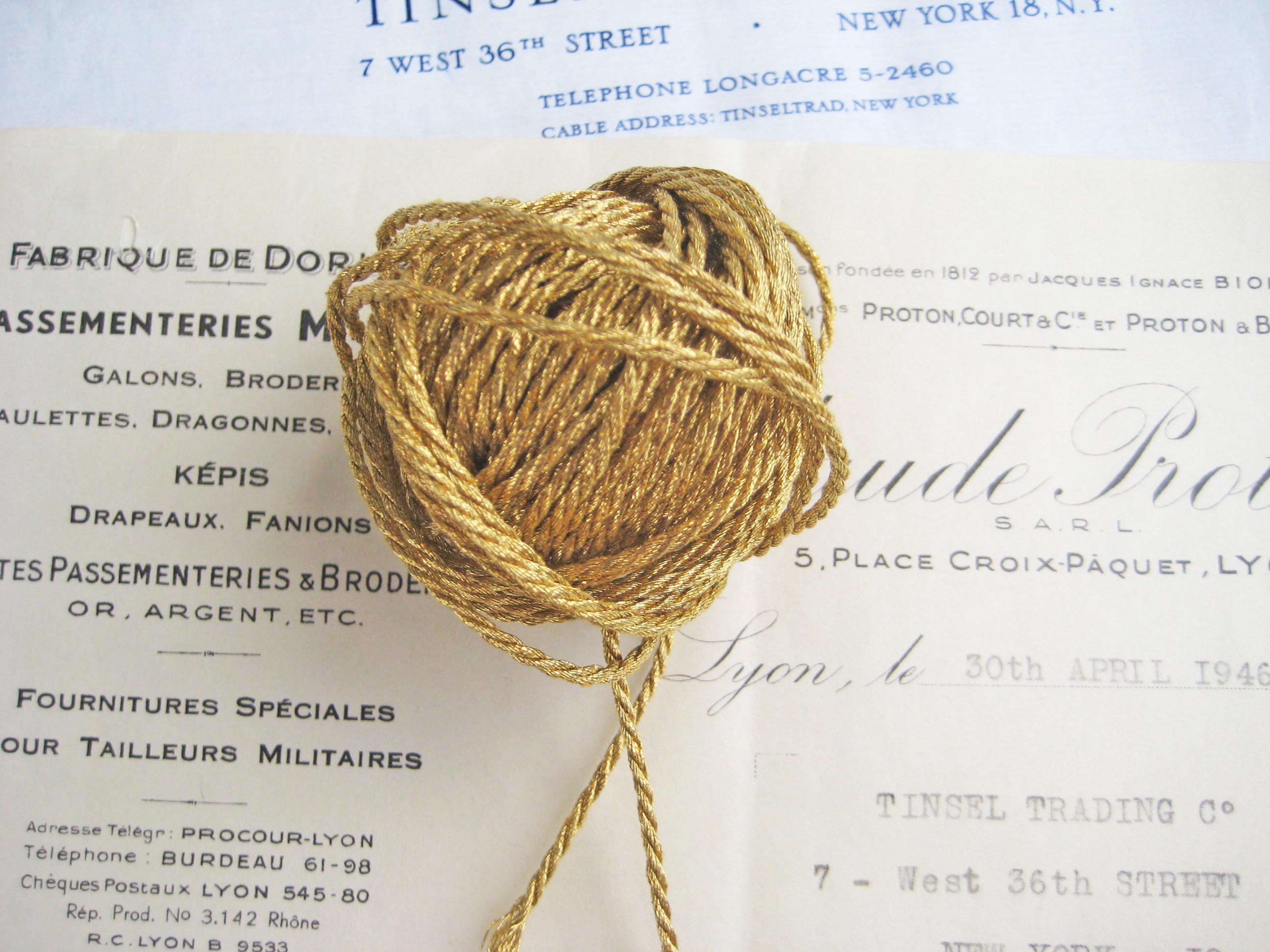 2 Yards Gold Metallic Cord 1/16"