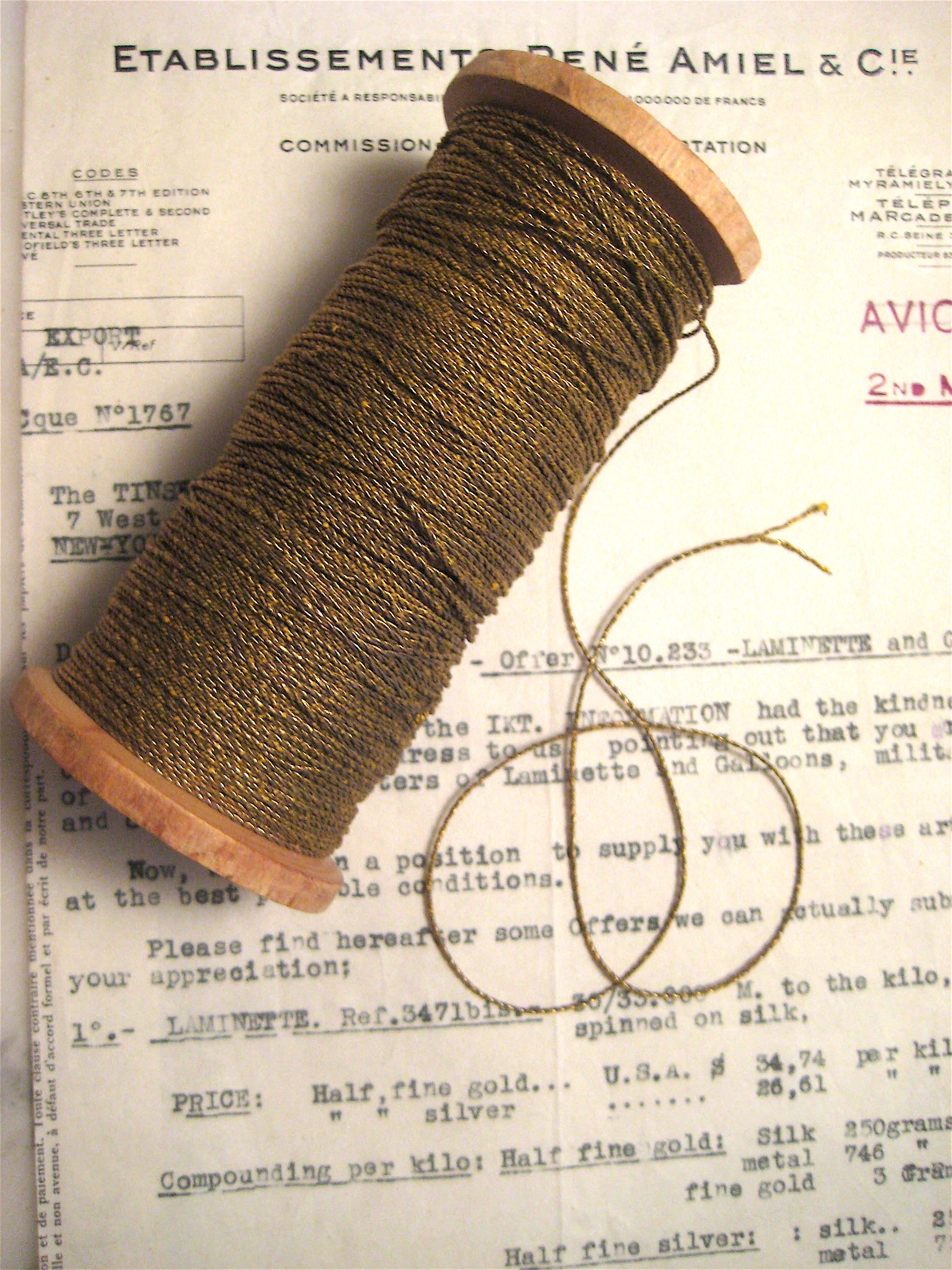 4 Yards Gold Metallic Twine 2 Ply 1/32"