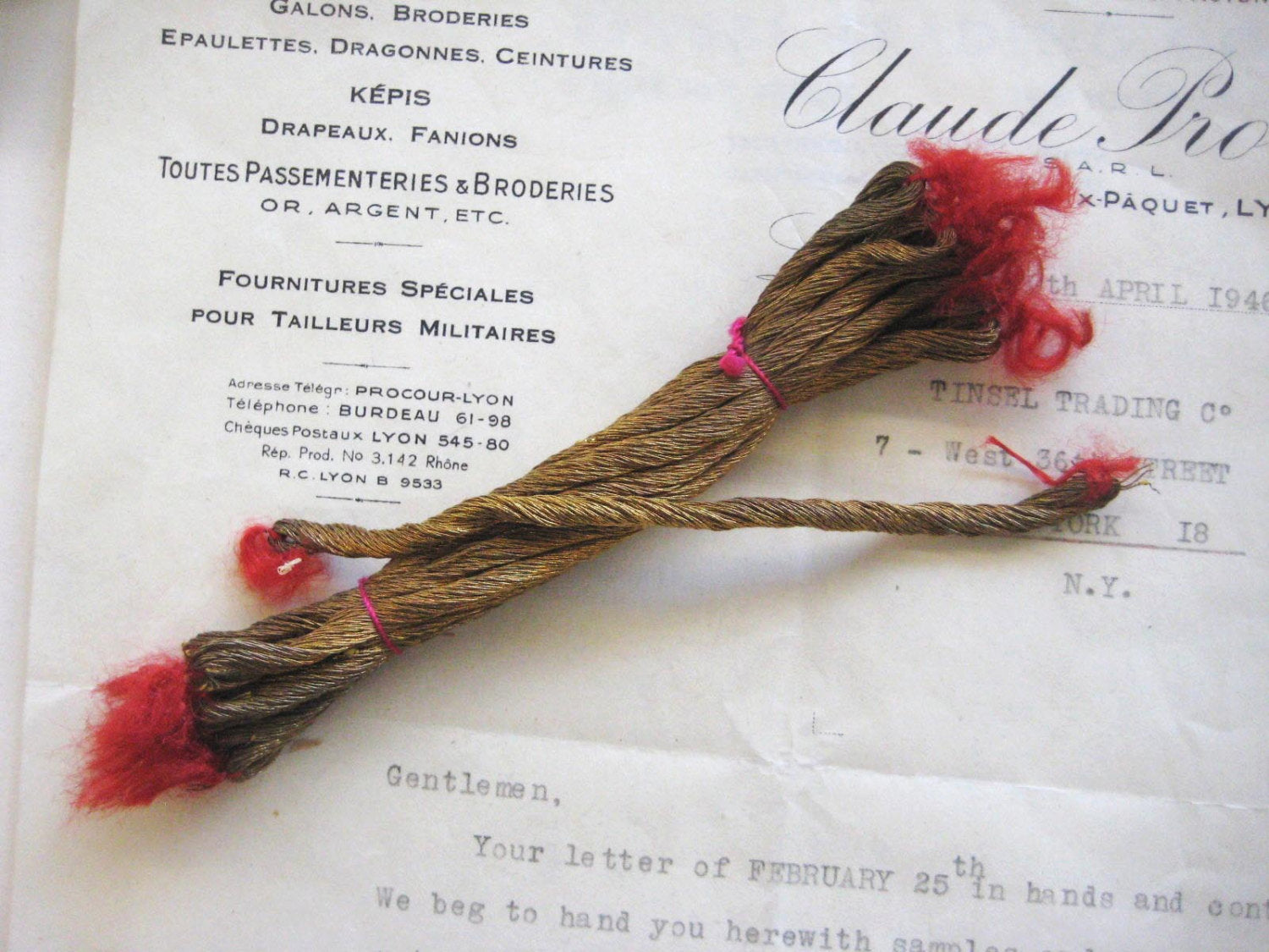 3 ply French Metallic Thread - 6 Colors