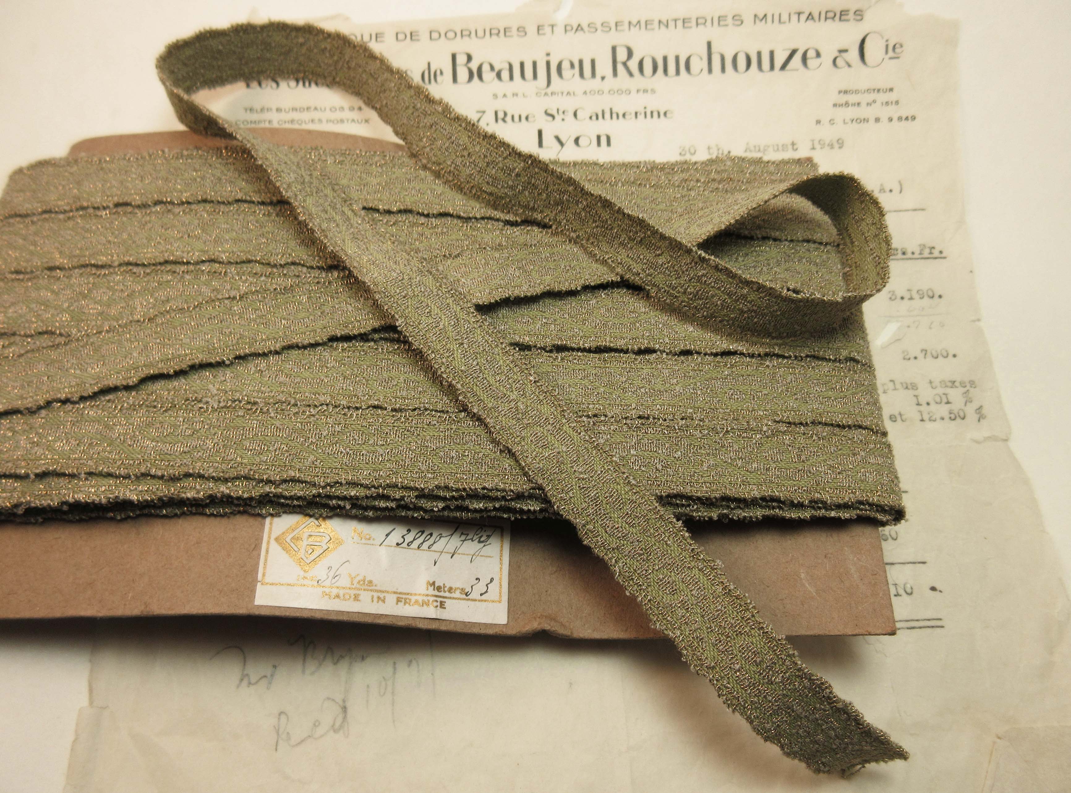 Green/Light Gold Metallic Galloon Trim 3 Sizes