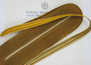 Gold w/2 Black  Stripes Metallic Thread Trim