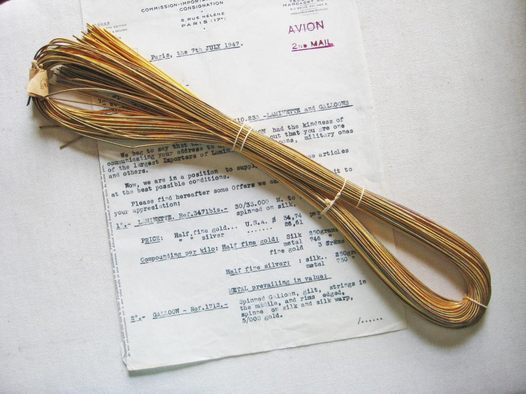 1 Pc  French Gold Metallic Pearl Purl Jaceron
