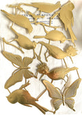 Gold Dresden Birds & Butterflies 10 Pcs