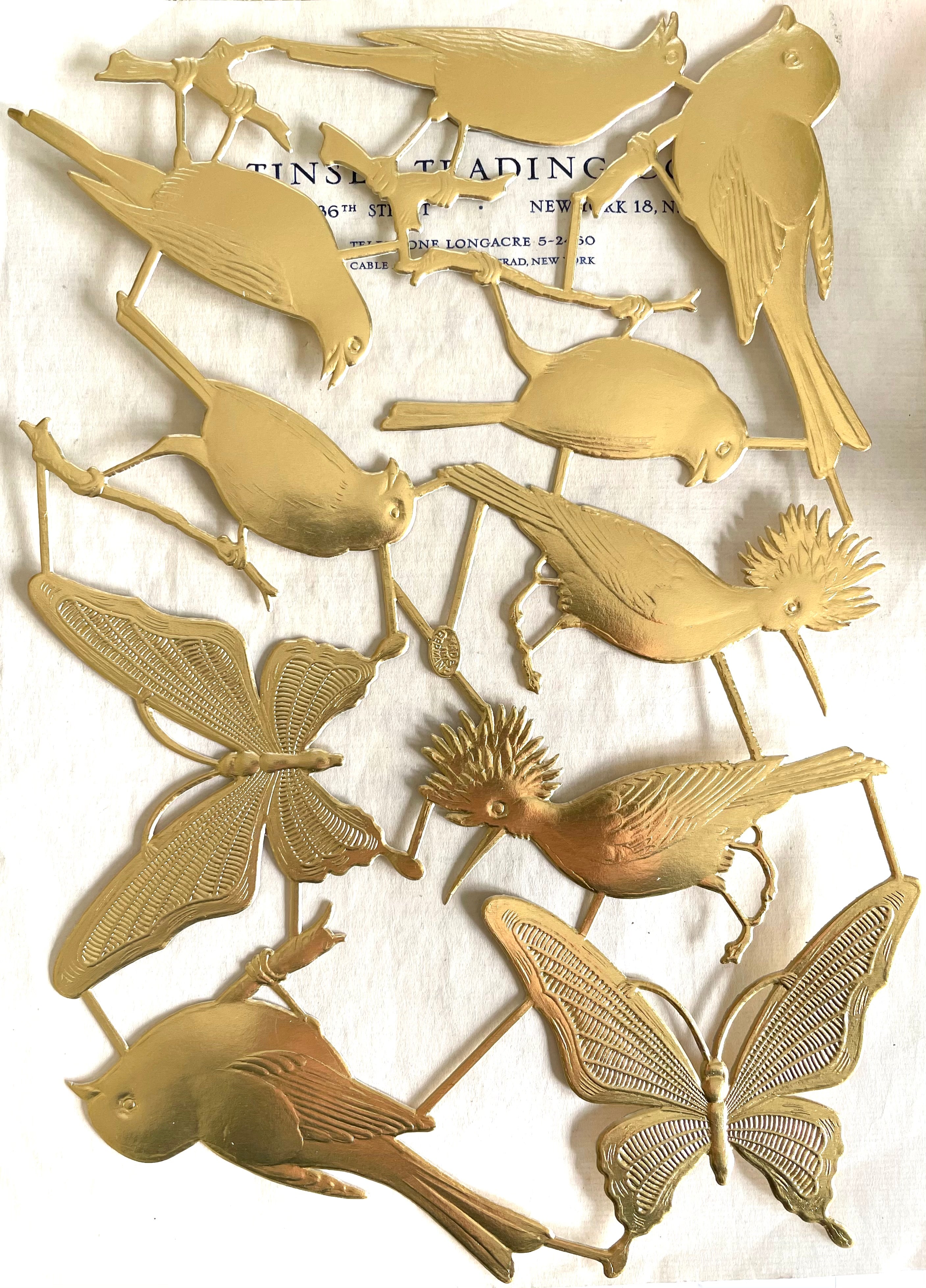 Gold Dresden Birds & Butterflies 10 Pcs
