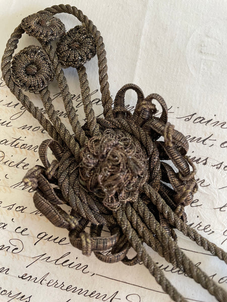 Knotted Braided Cord Top Long Bullion Tassel  12"