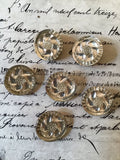 6 Round Crystal Glass Mirror Backed Buttons