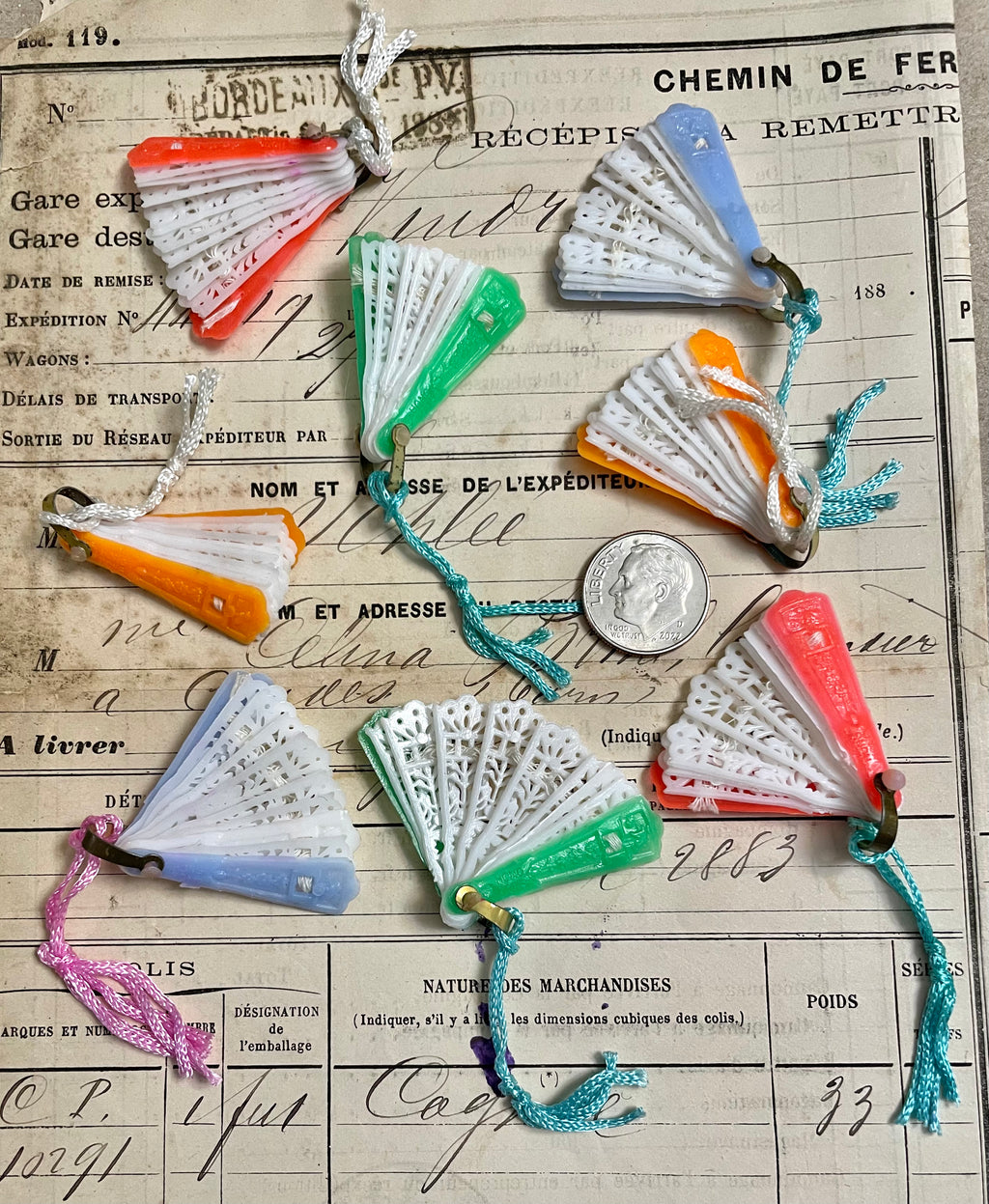 Tiny Plastic Fans Made in Japan - 8 Pcs
