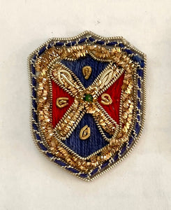 Blue/Red Gold Bullion Crest Applique - SALE
