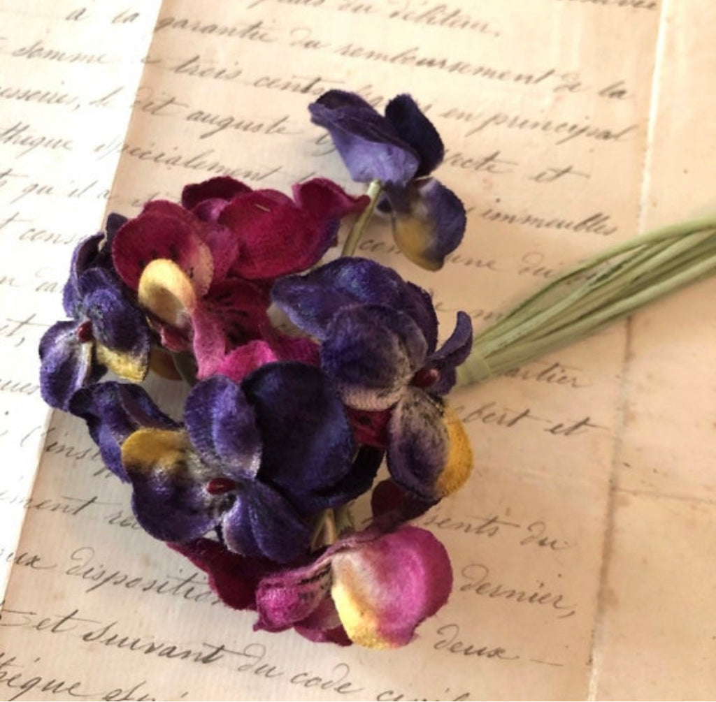 Velveteen Pansies w/Hand Paintinted Veins