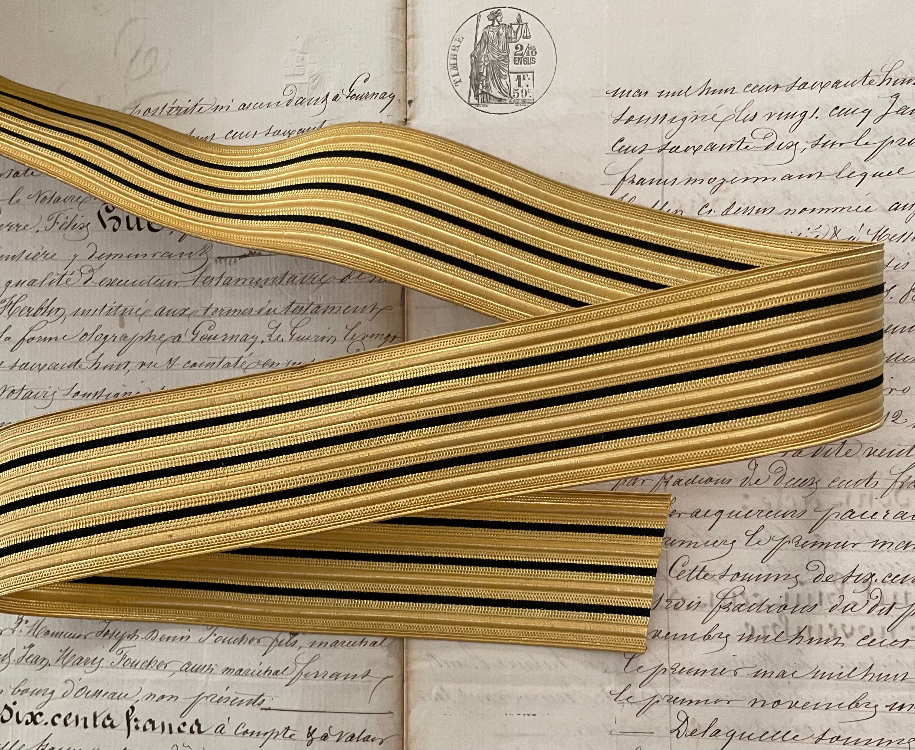 Gold Metallic w/ 3 Black Stripes Trim