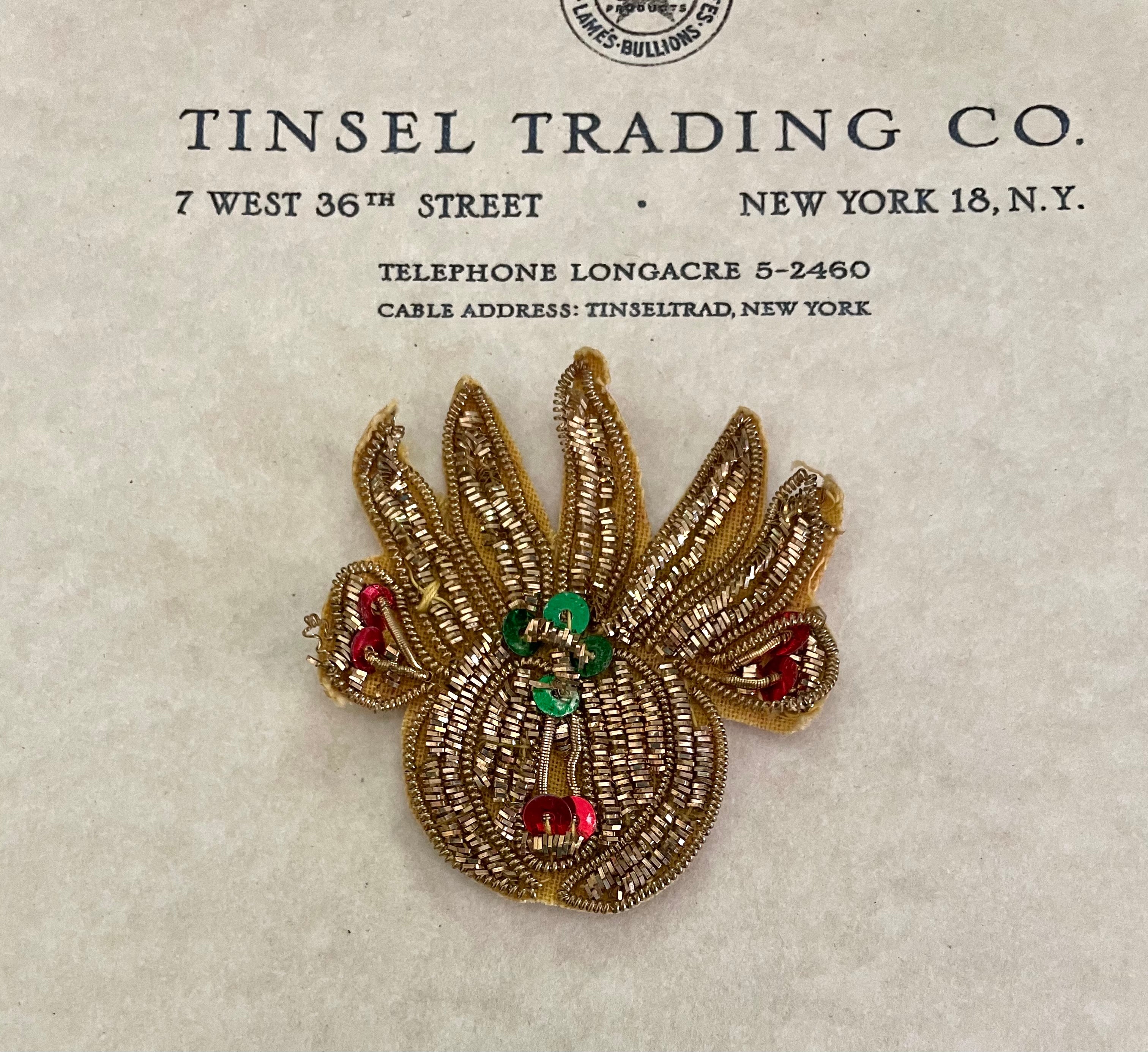 Gold Bullion w/Red/Green Sequins Bullion Applique