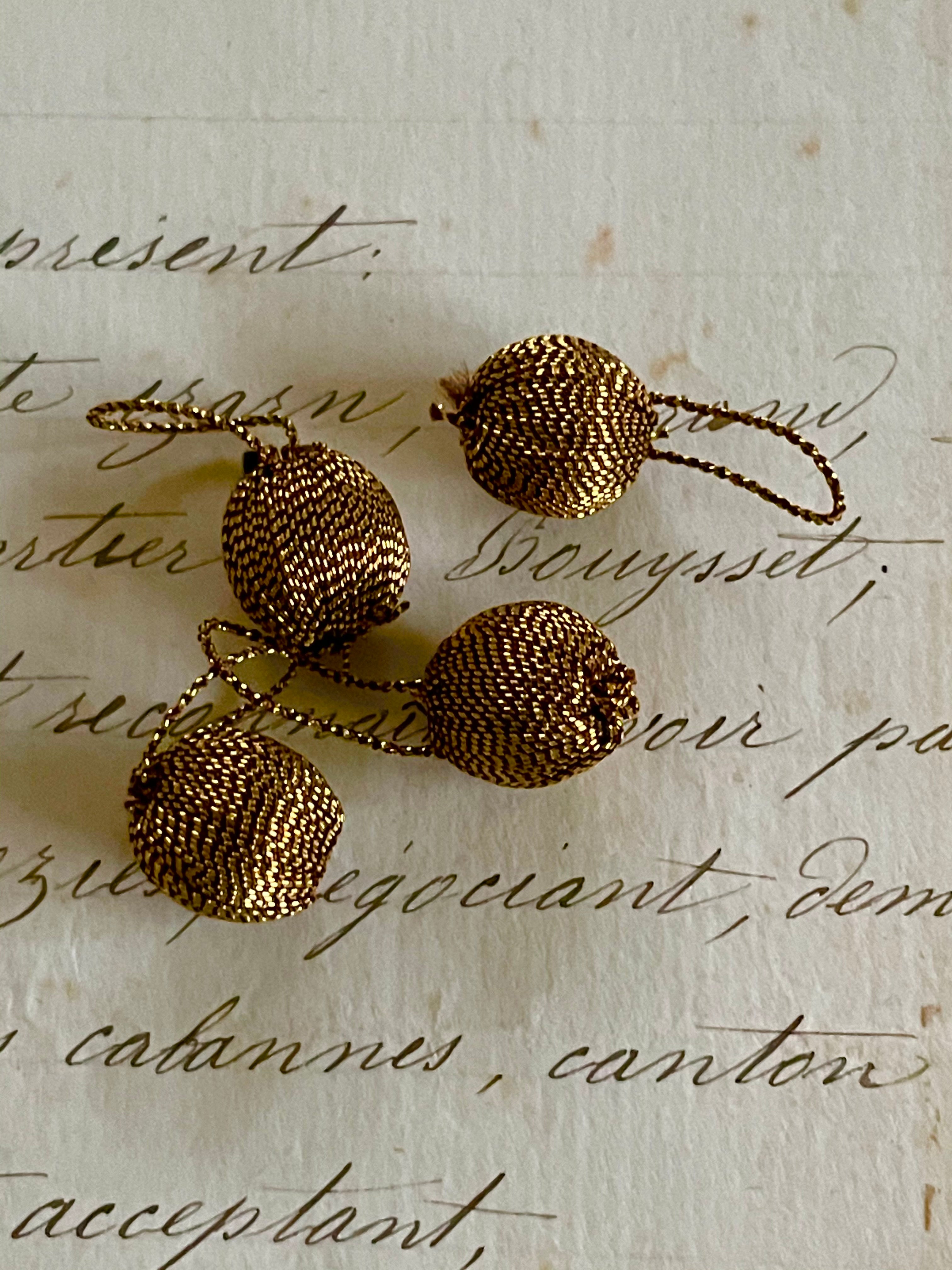 4 Dark Gold Metallic Round Bobbles 1/2"