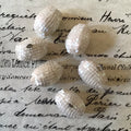 6 White Satin Glass Bugle Toggle Buttons