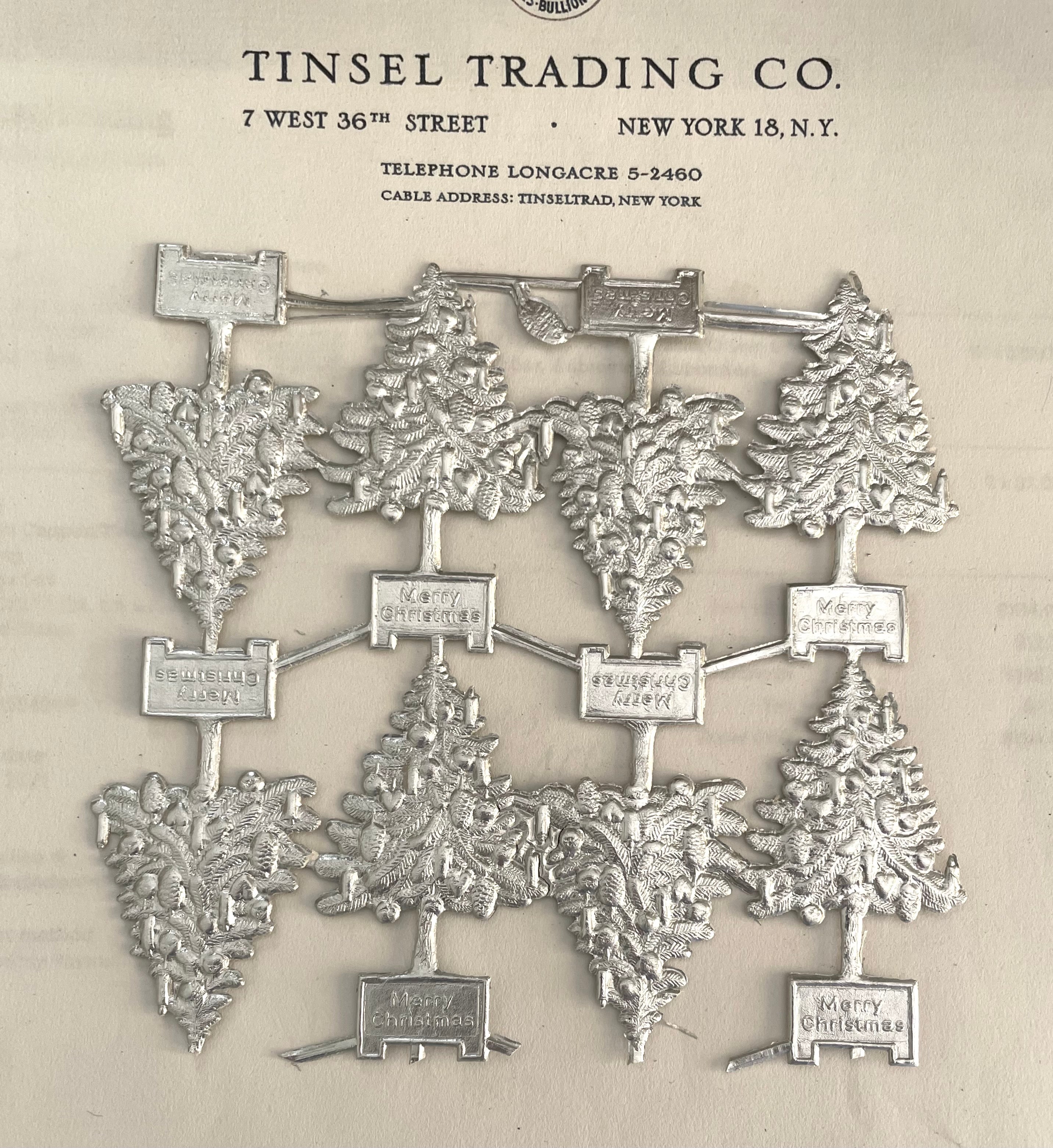 Gold & Silver Dresden Xmas Tree Scrap 8 pcs