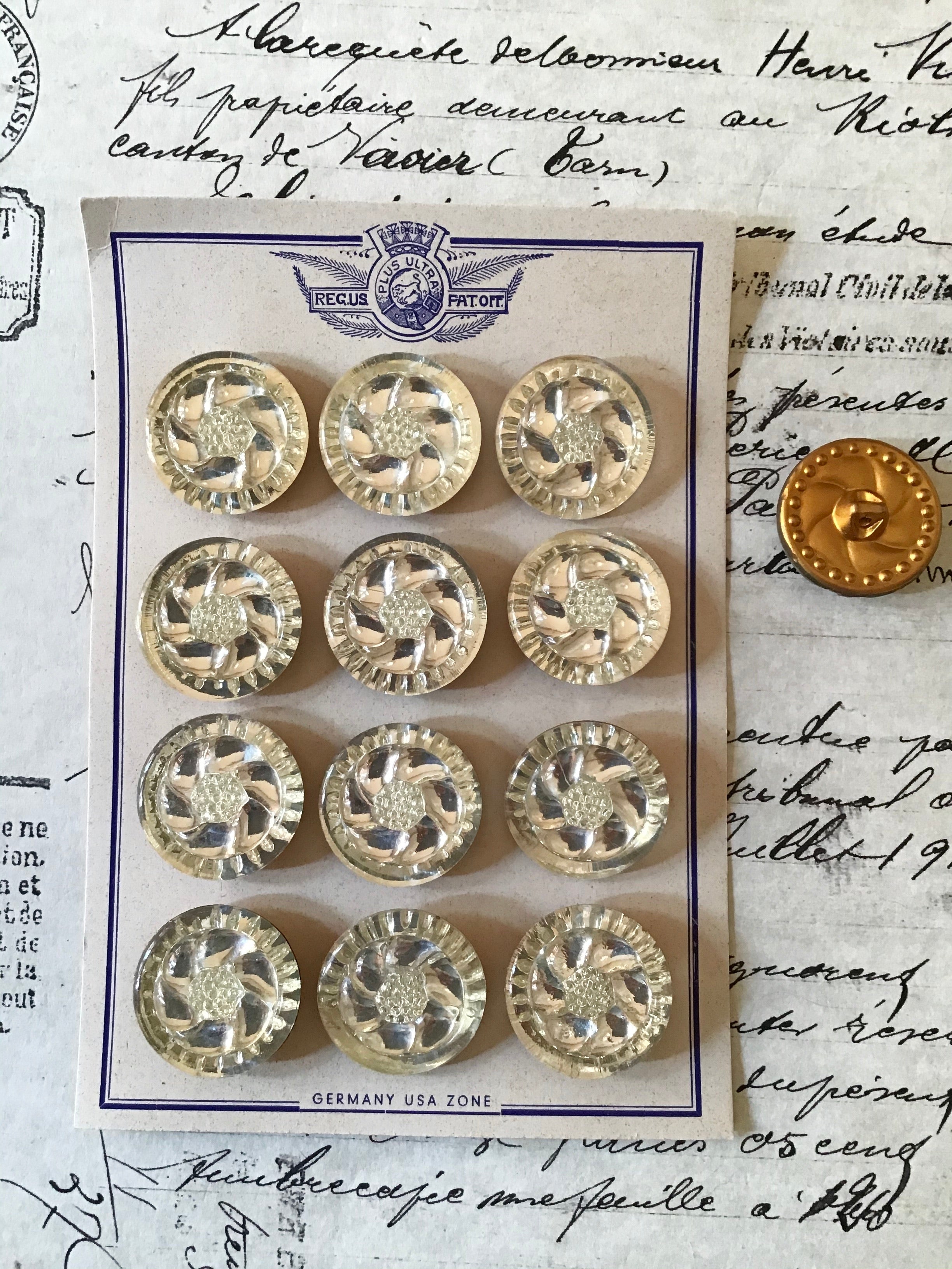 1 Doz Round Crystal Glass Mirror Backed Buttons