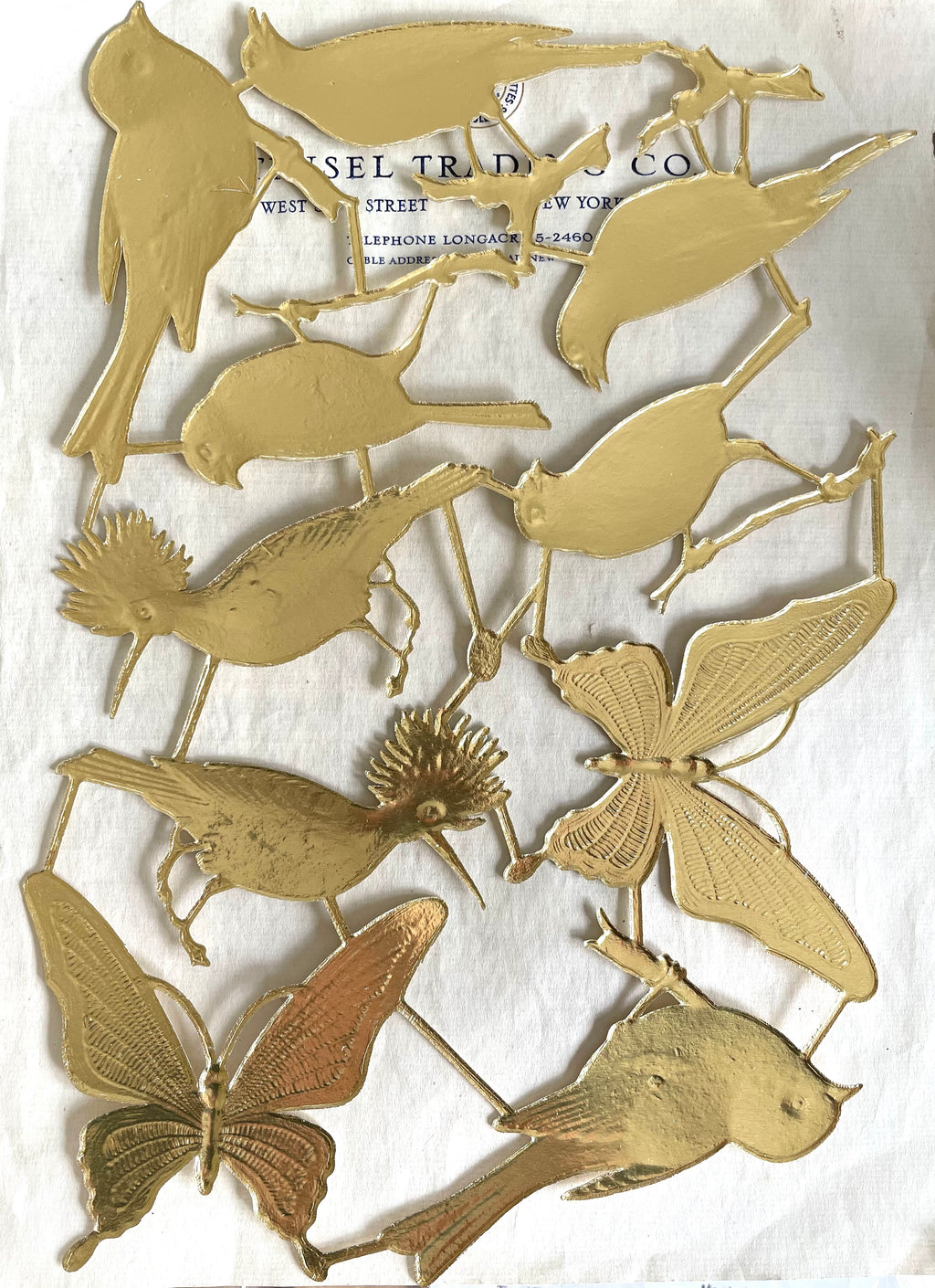 Gold Dresden Birds & Butterflies 10 Pcs