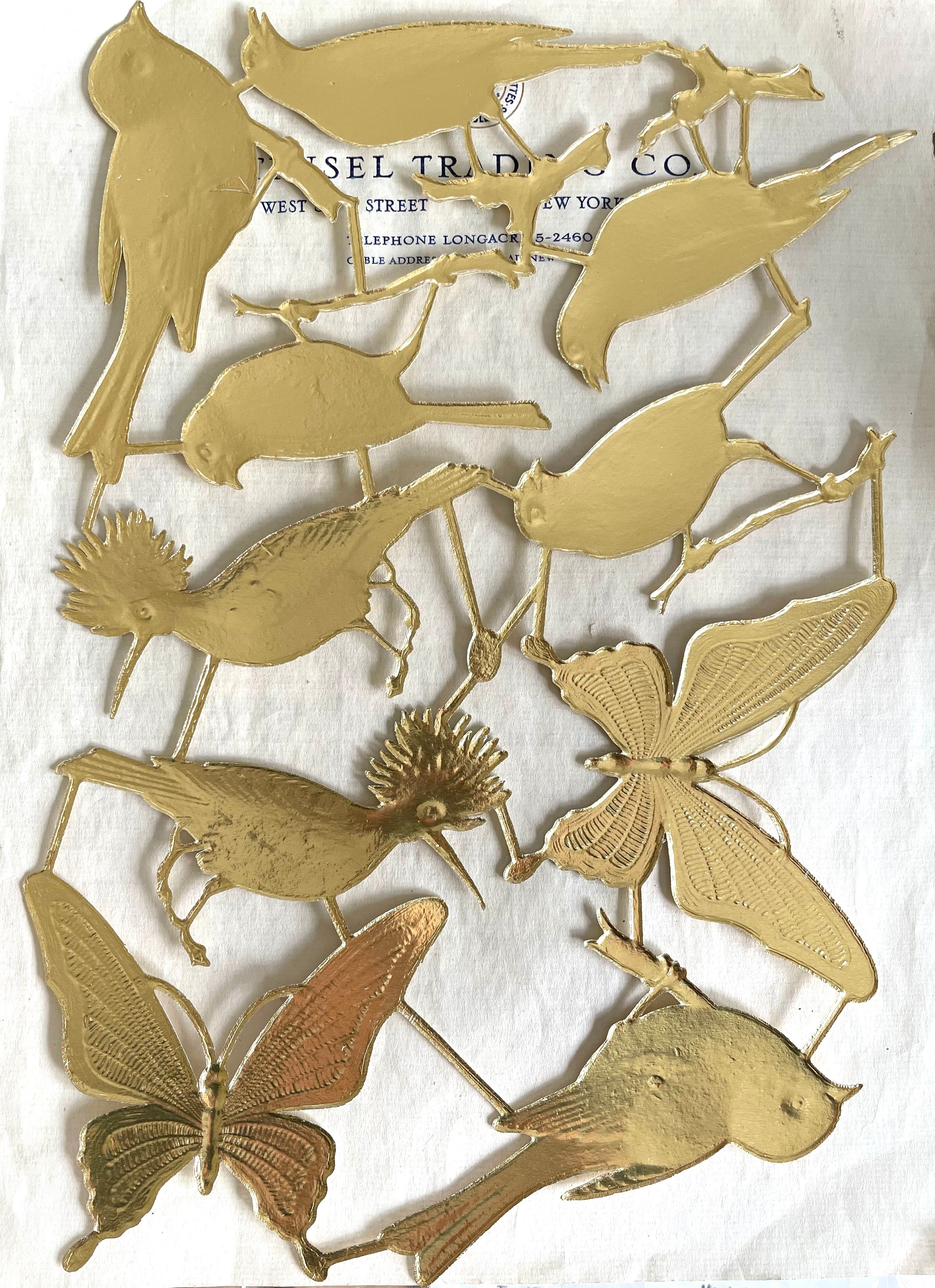 Gold Dresden Birds & Butterflies 10 Pcs