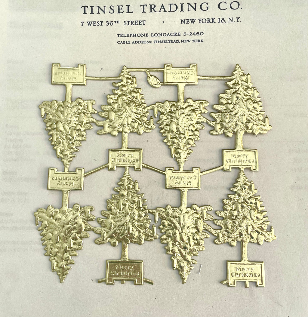 Gold & Silver Dresden Xmas Tree Scrap 8 pcs