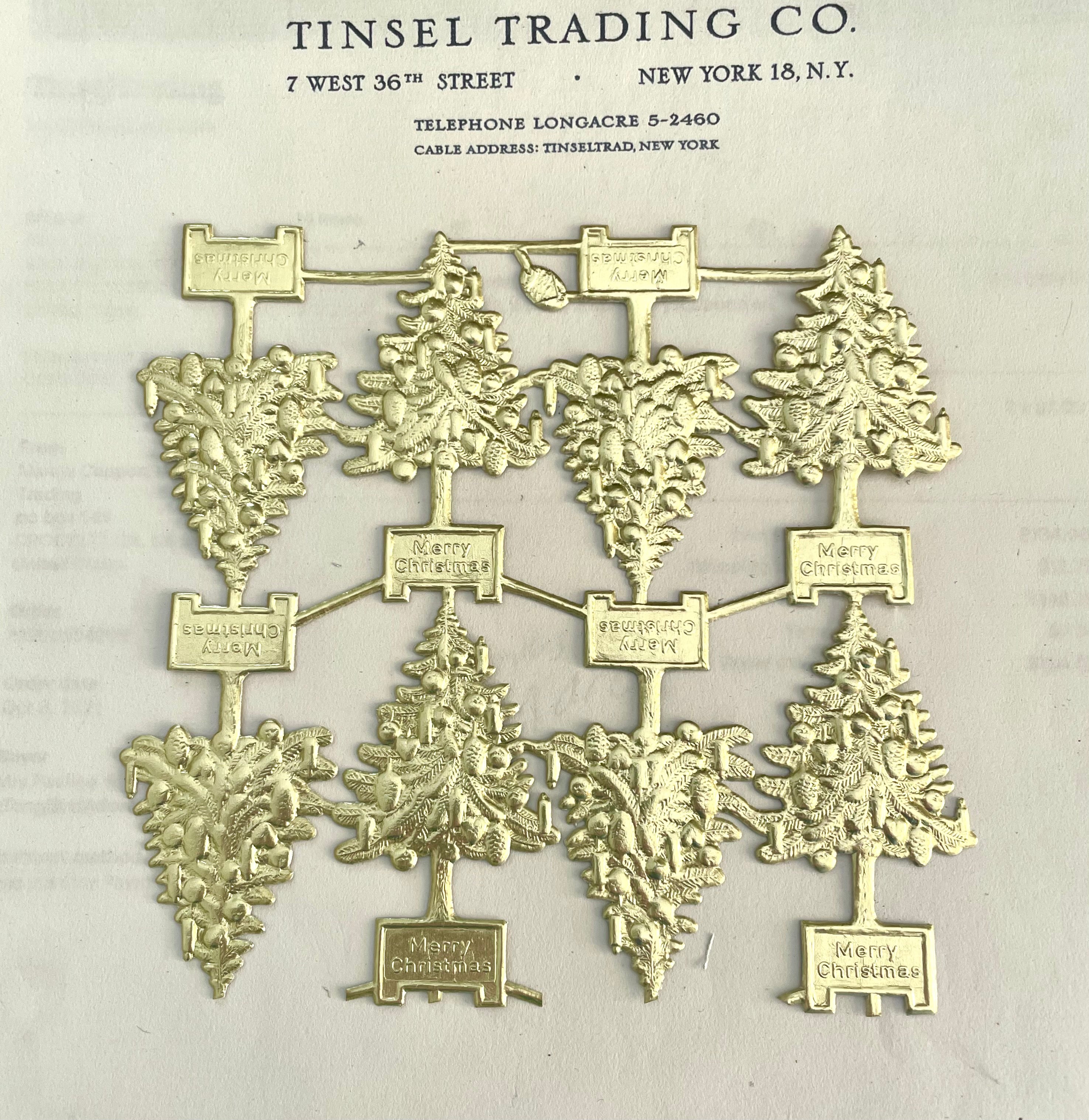 Gold & Silver Dresden Xmas Tree Scrap 8 pcs