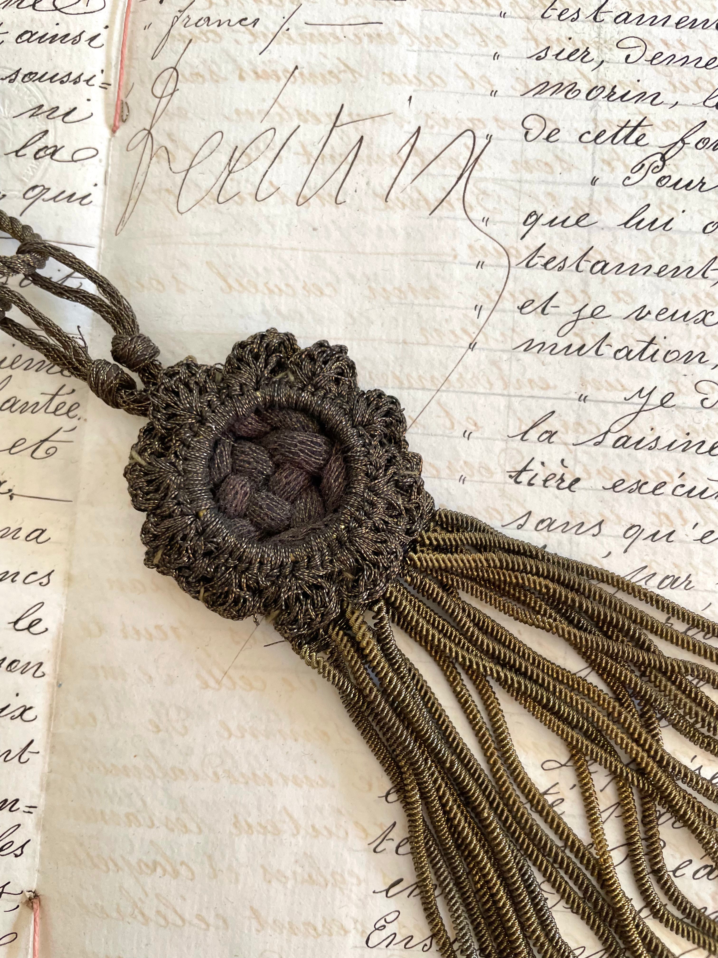 Knotted Braided Cord Top Long Bullion Tassel  12"