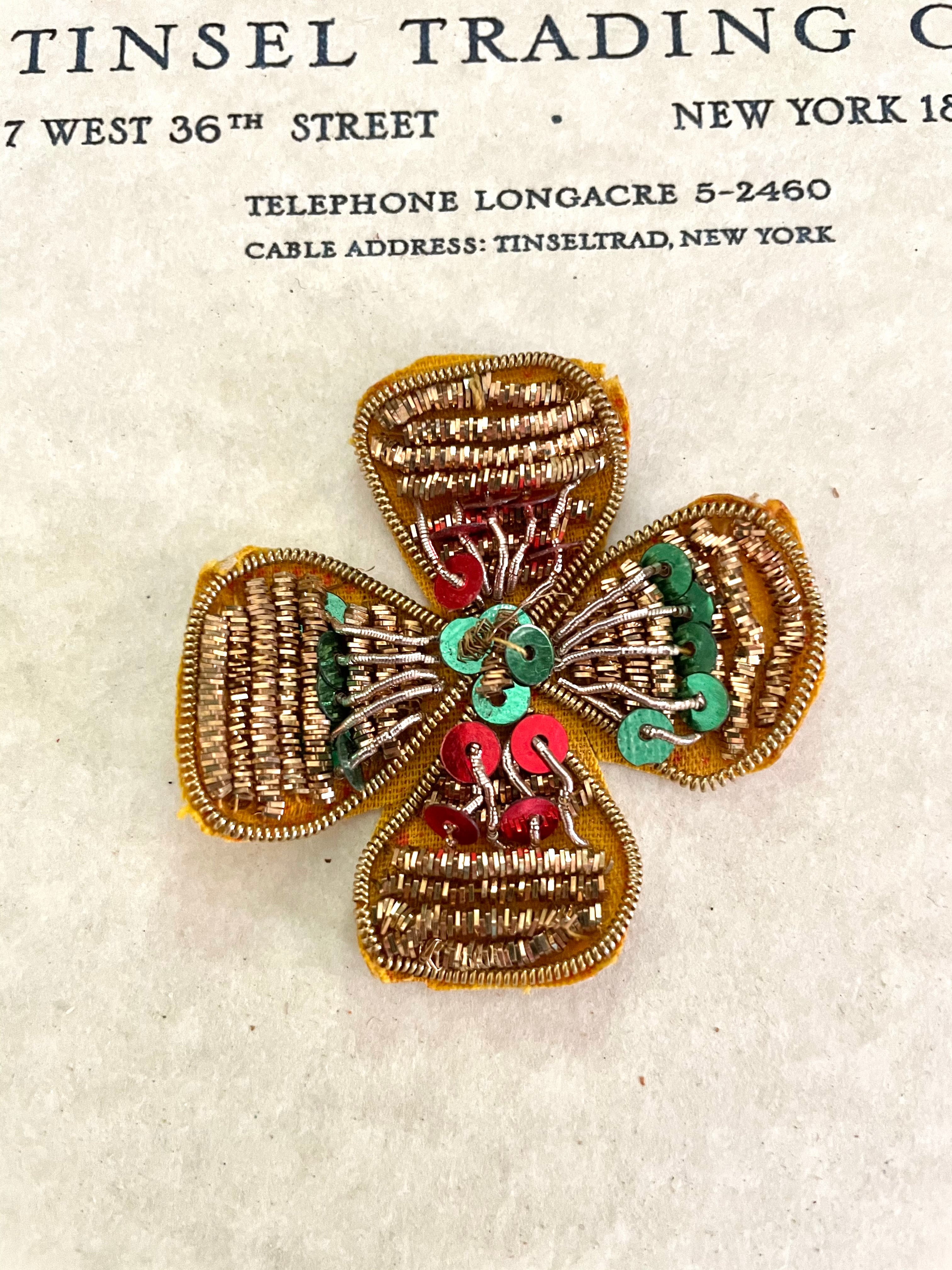 Gold W/Red & Green Sequin Petal