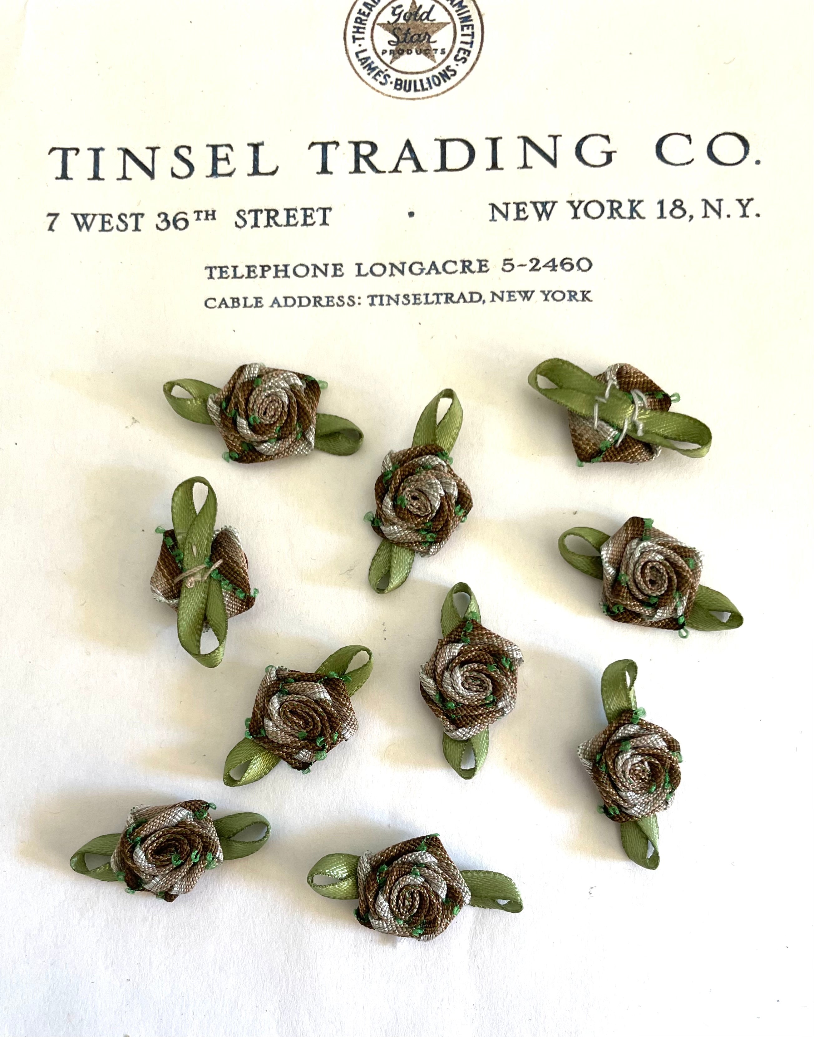 10 Pcs Picot Brown Ombre Ribbon Flower Buds