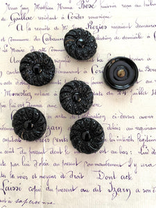 6 Glass Black Buttons – Tinsel Trading