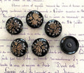 6 Glass Black W/Silver & Gold Floral