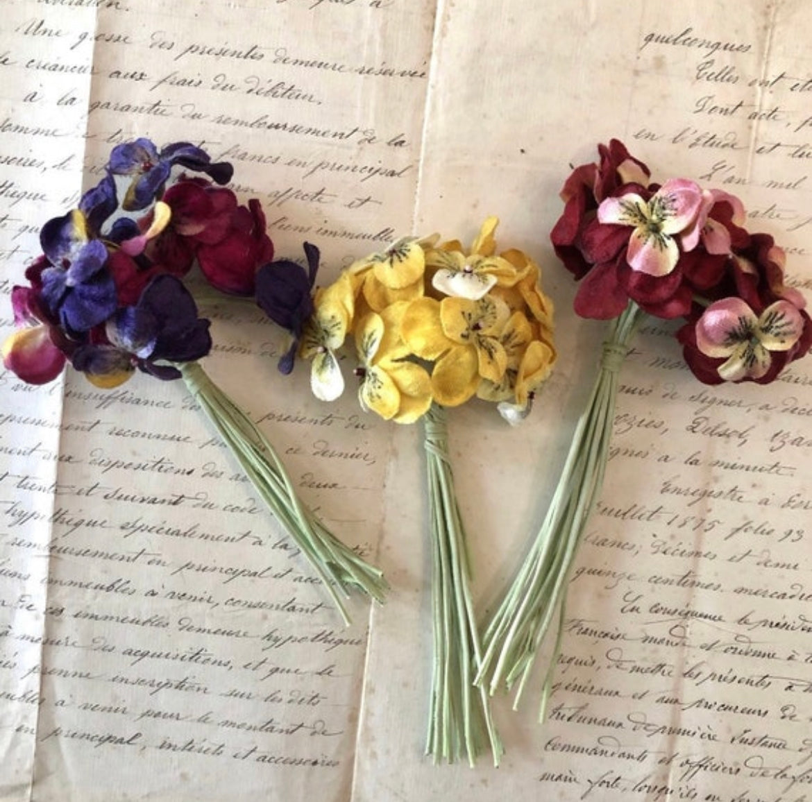 Velveteen Pansies w/Hand Paintinted Veins