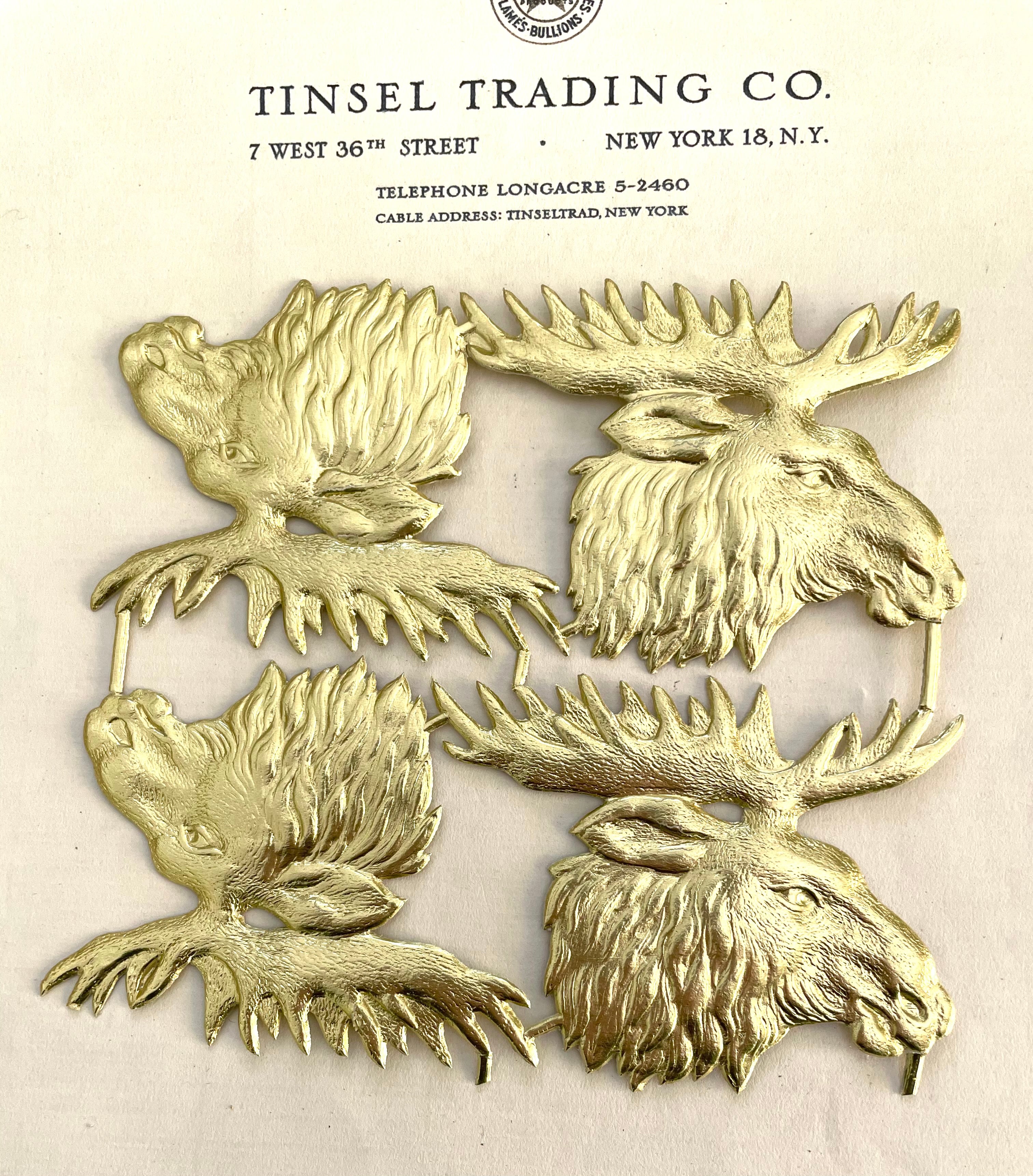 Gold Dresden Moose Head 4 pcs
