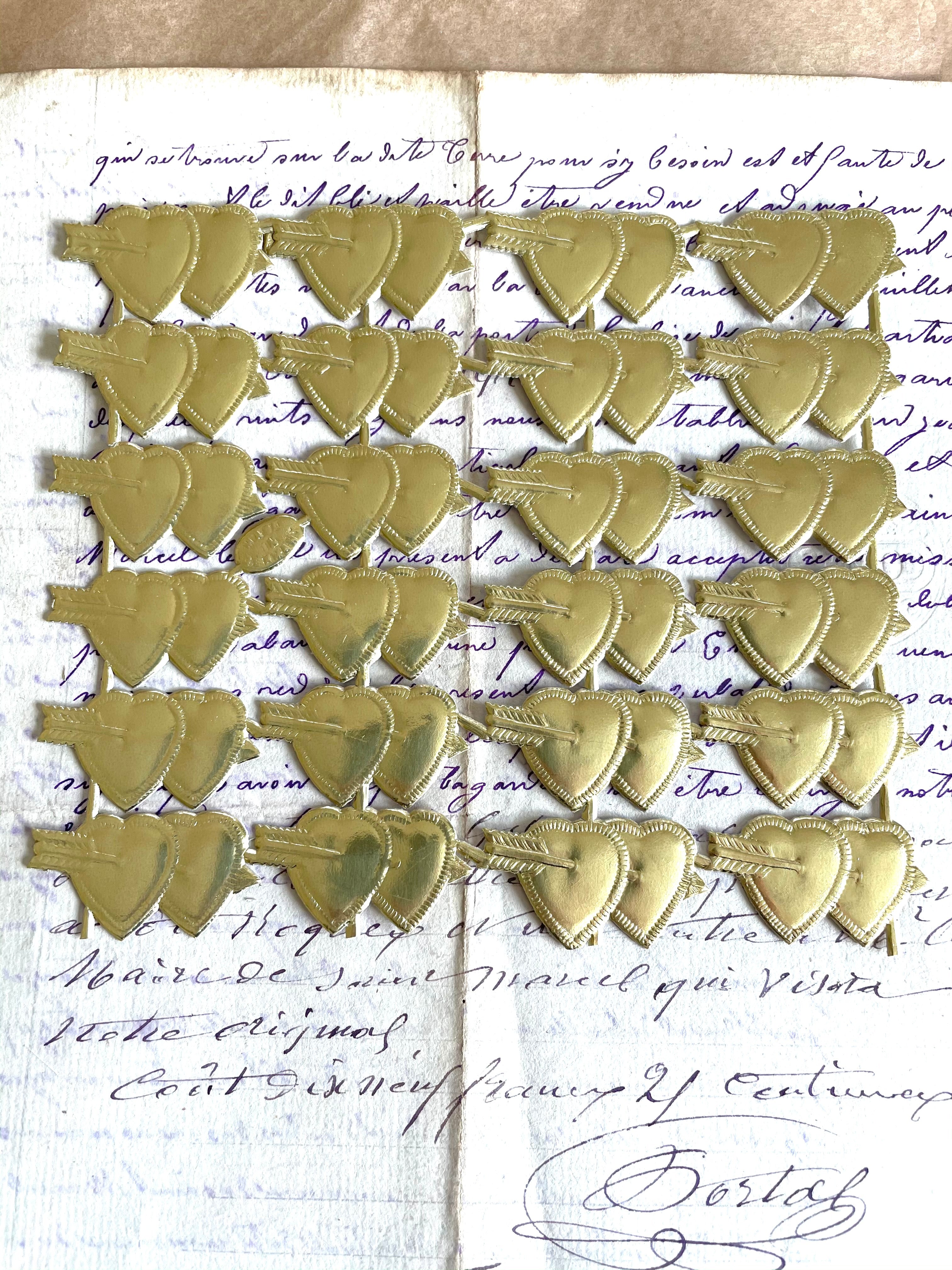 Gold Dresden Double Hearts w/Arrow 24 Hearts
