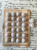 2 Doz White Glass Buttons w/Painted Gold Stars Original Card