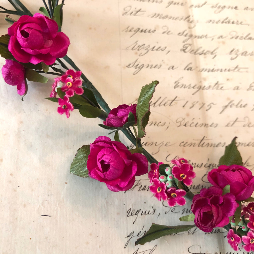 Magenta Rose/Forget Me Not Spray
