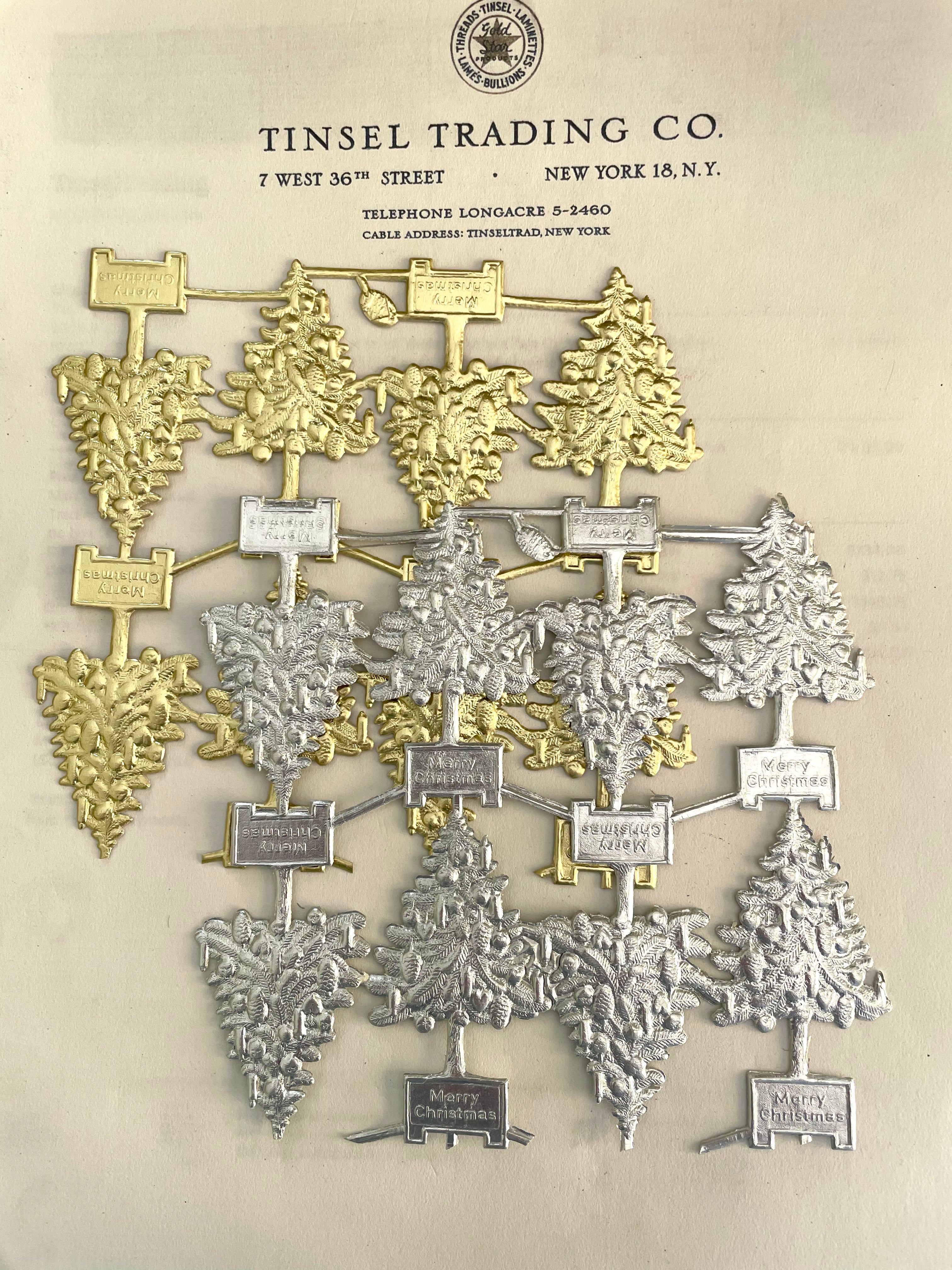 Gold & Silver Dresden Xmas Tree Scrap 8 pcs