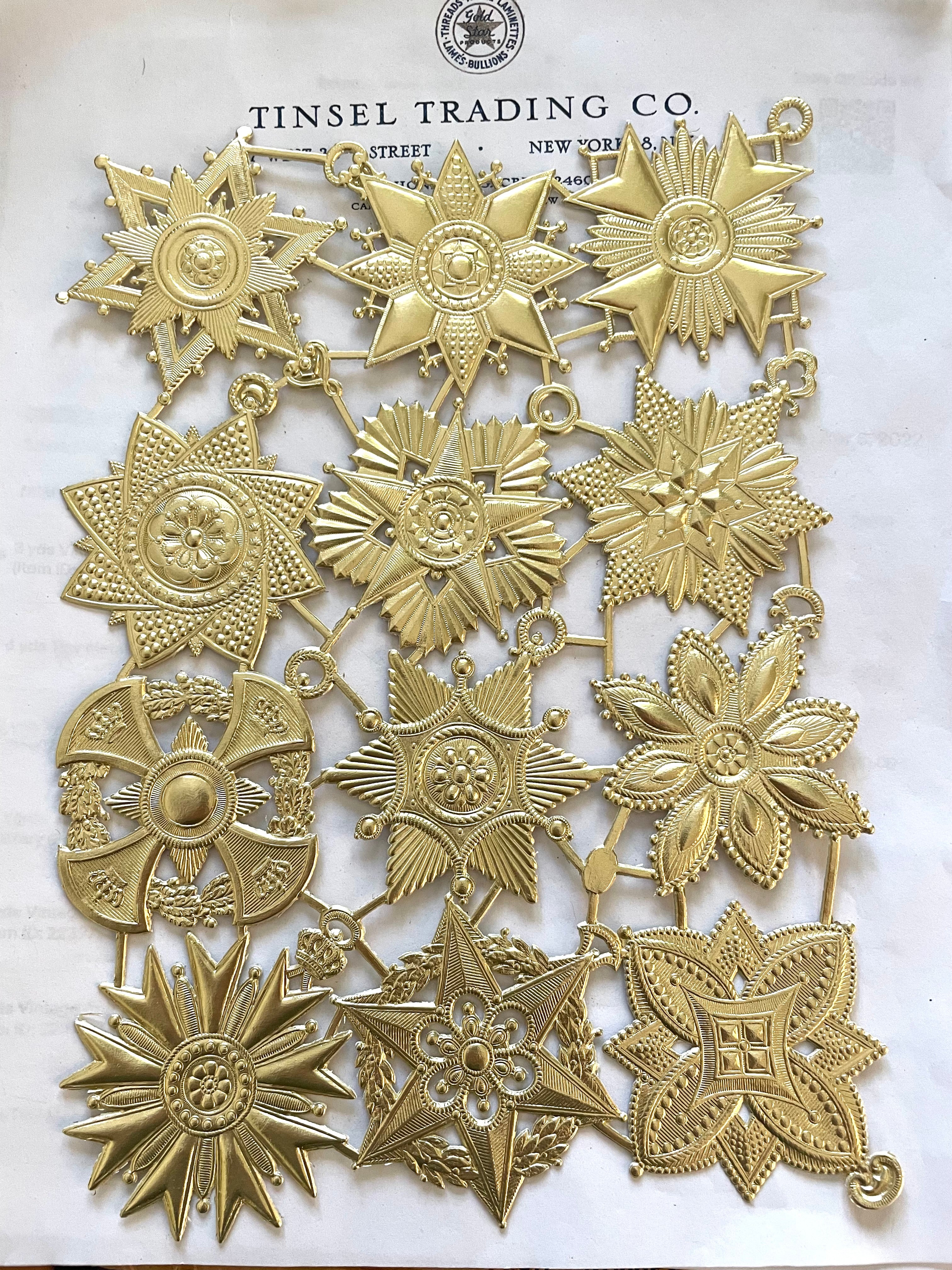 Gold Dresden Ornaments 12 Pcs