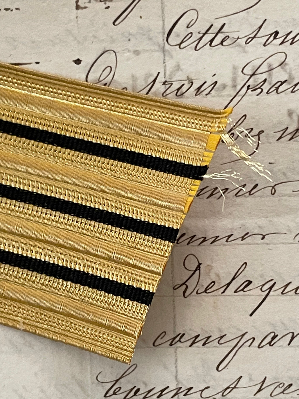 Gold Metallic w/ 3 Black Stripes Trim