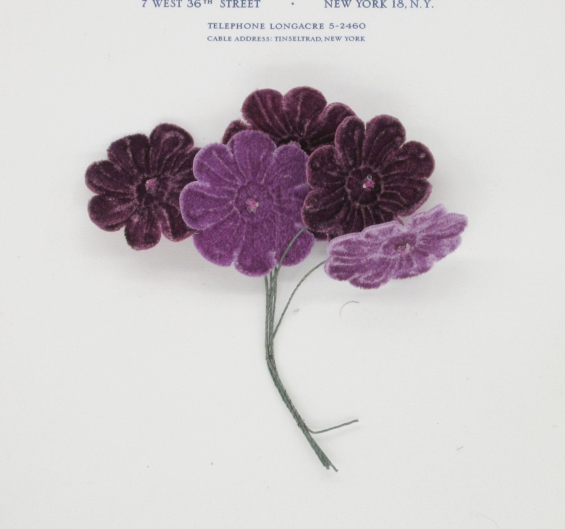 Blue, Pink, Purple Velvet Flower Spray