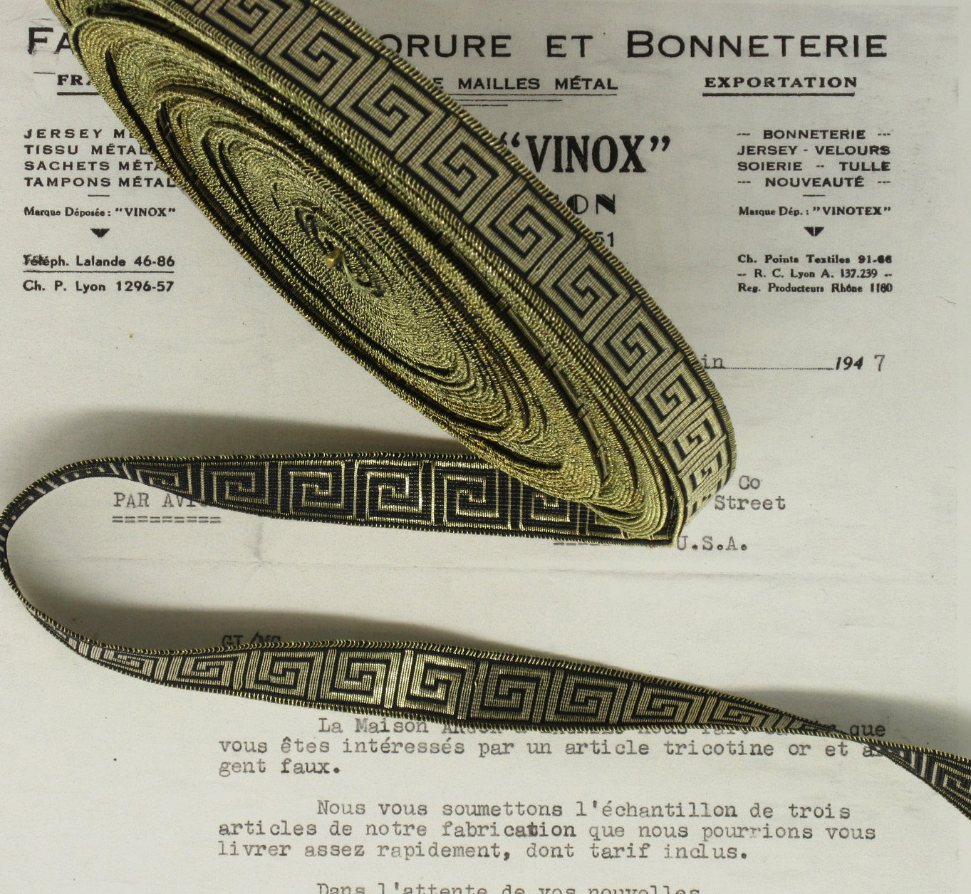 Gold Metallic/Black Greek Key Galloon Trim