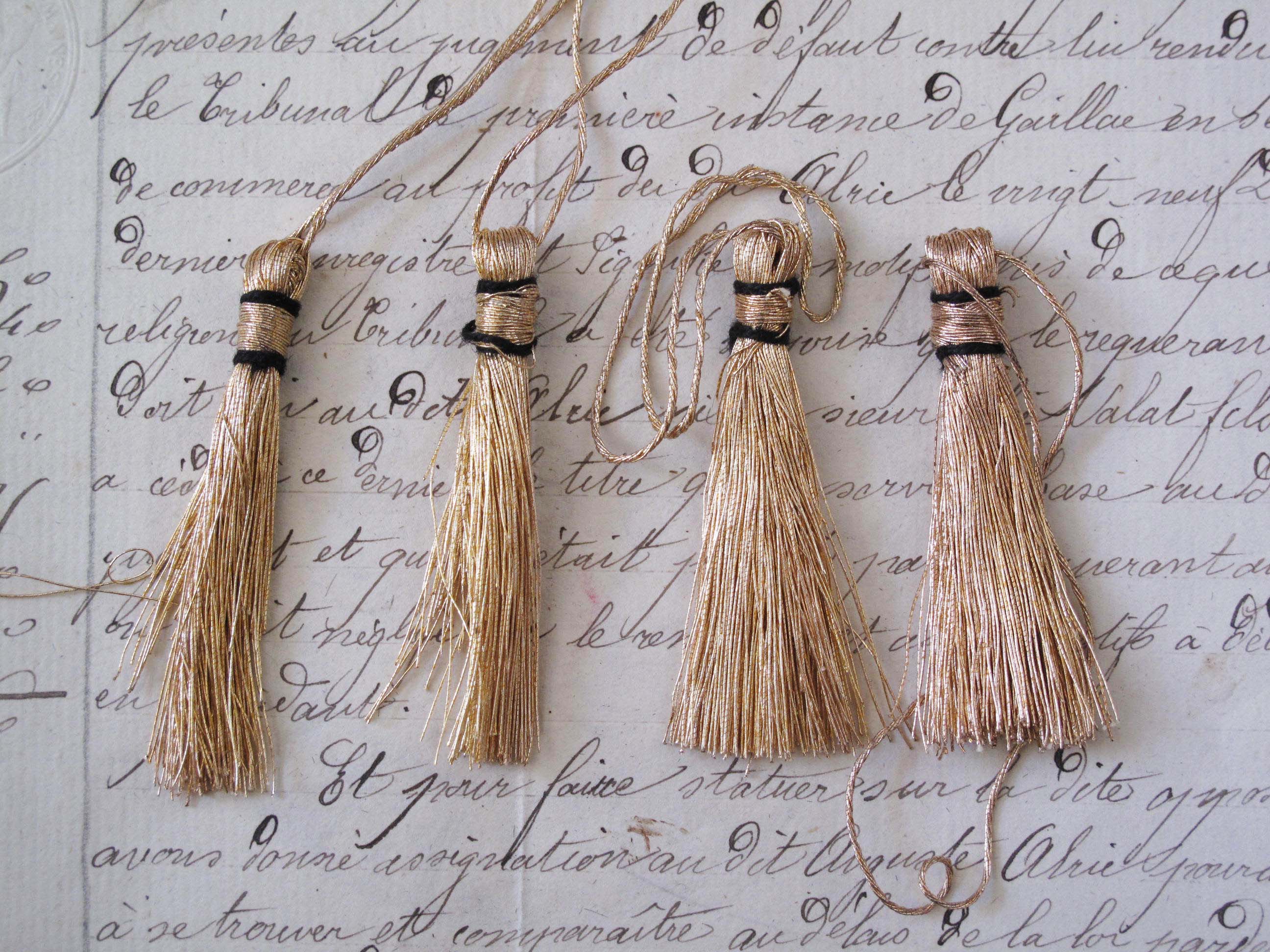 Light Gold Metallic Thread Tassel 4 Pcs  2"