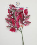 Dark Pink/Gray Velvet Leaf/ Pink Pearl Bud Spray