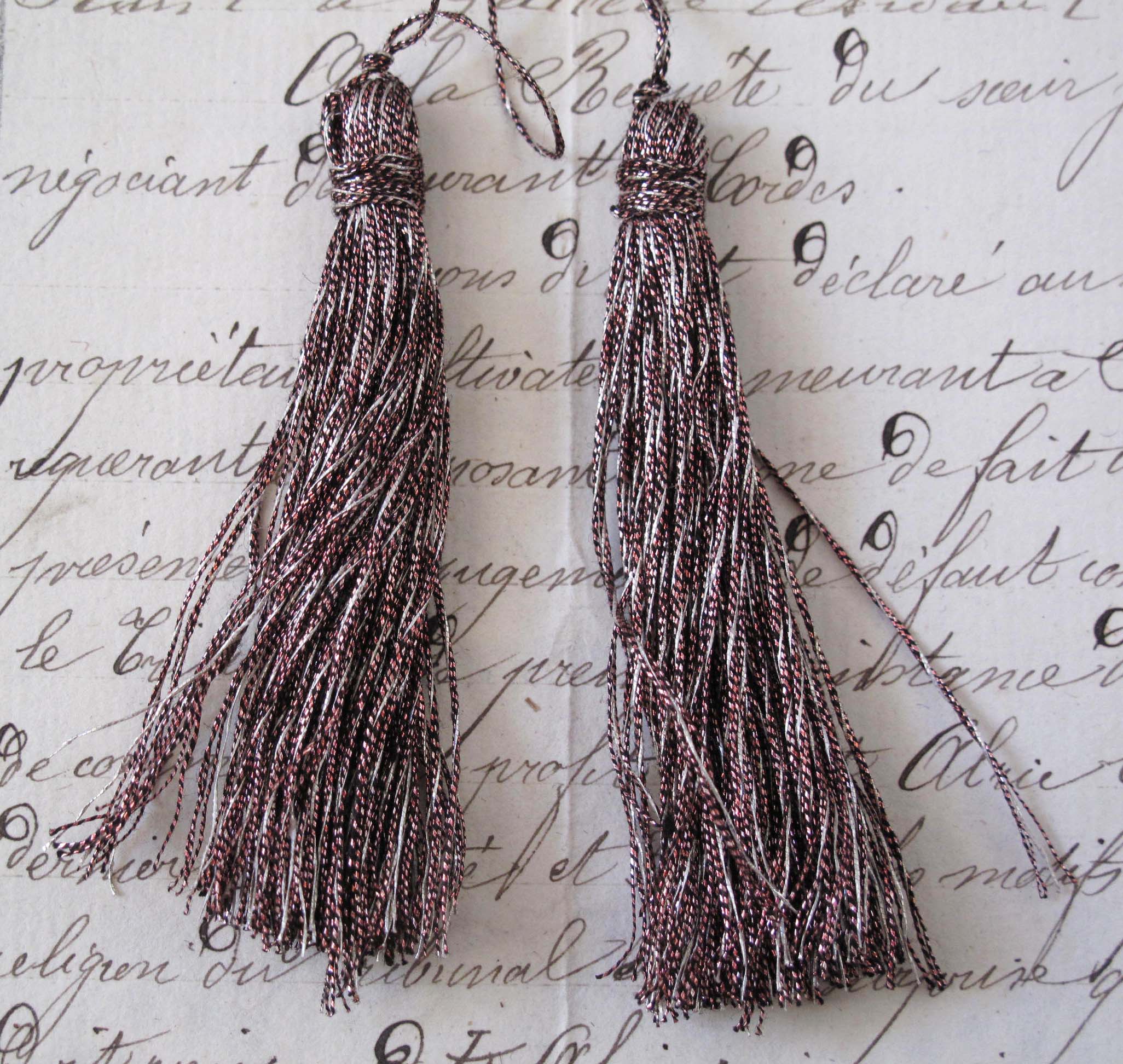 Pink/Silver Metallic Thread Tassel 2 Pcs 2 1/2"