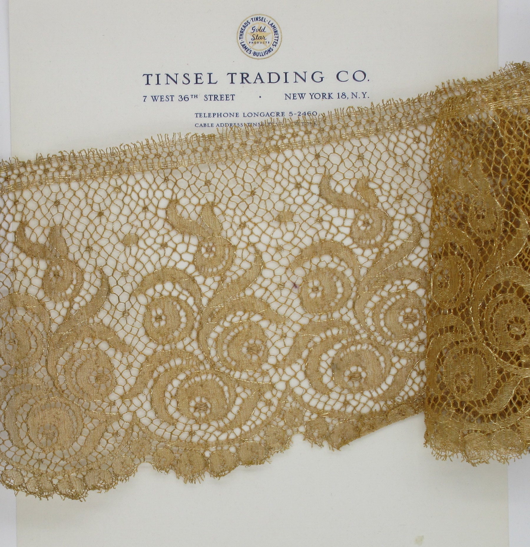 Wide Antique Gold Metallic  Scallop Lace