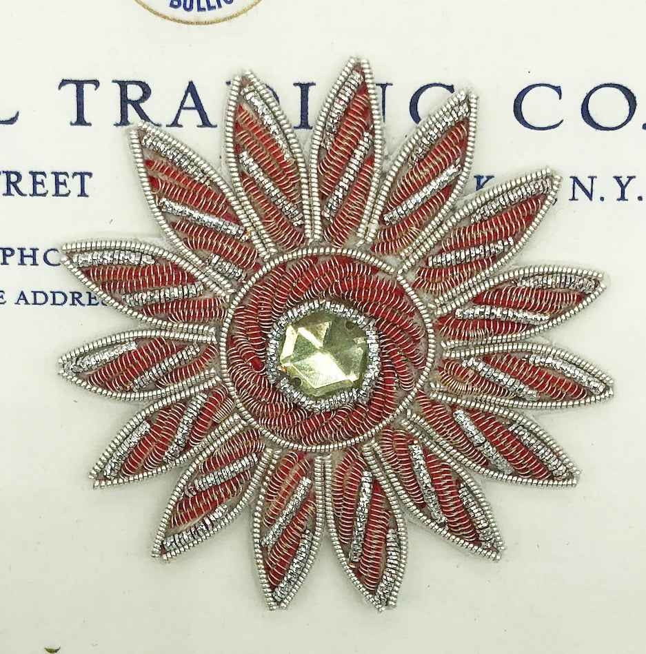 Red/Silver Bullion Flower