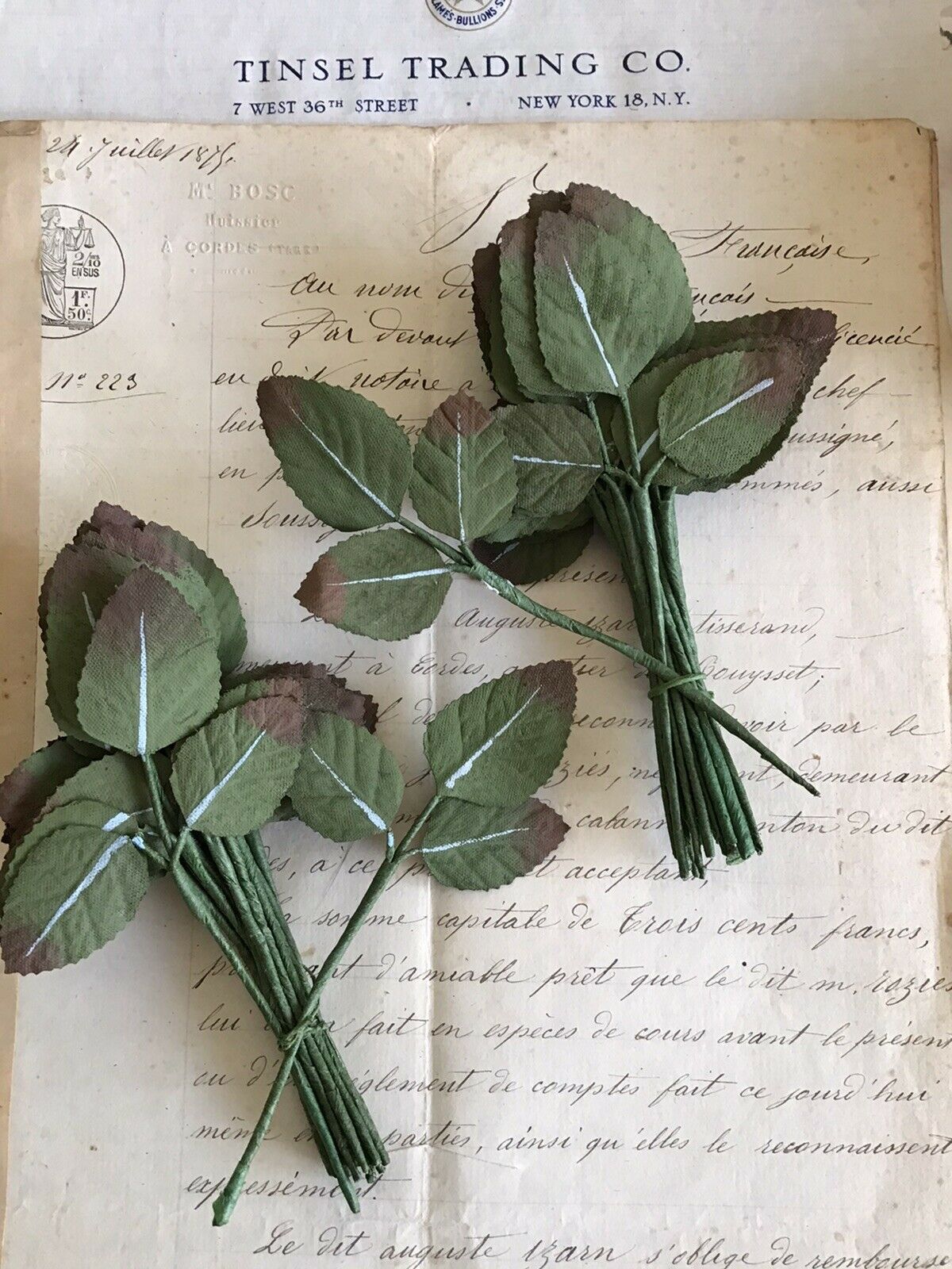2 Bunches Green Leaves W/White Veins