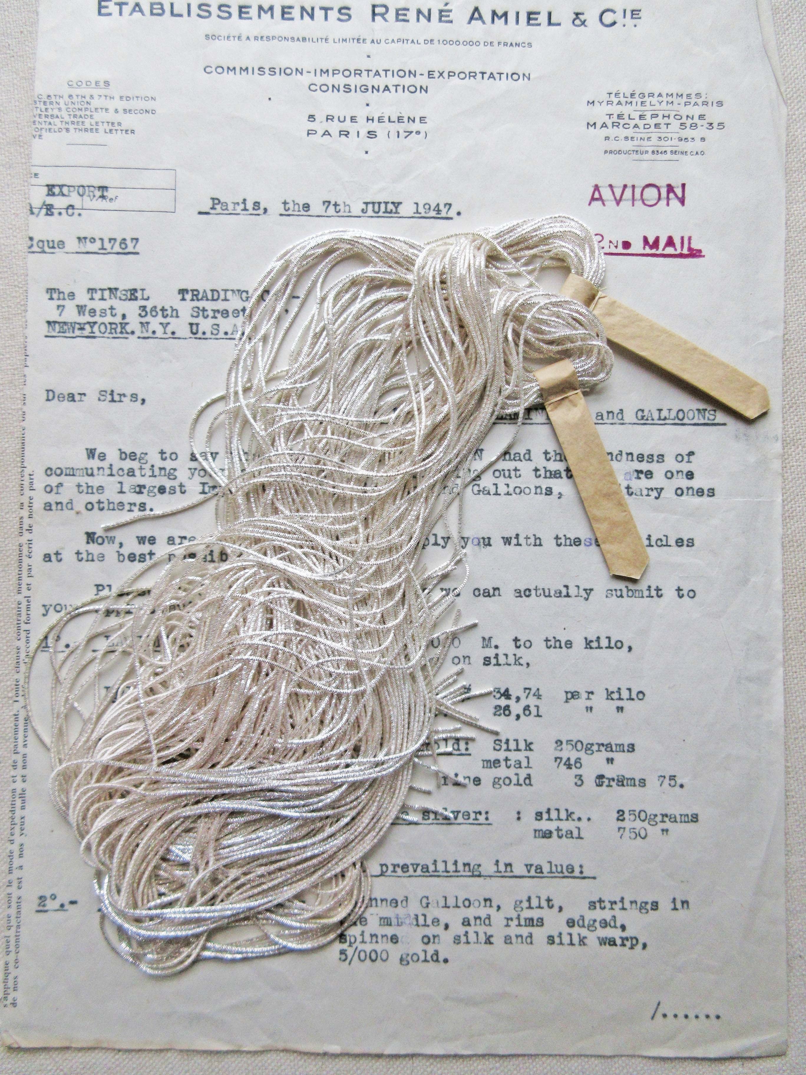 French Check Purl Embroidery Bullion Thread 2 Strands - 9 Colors
