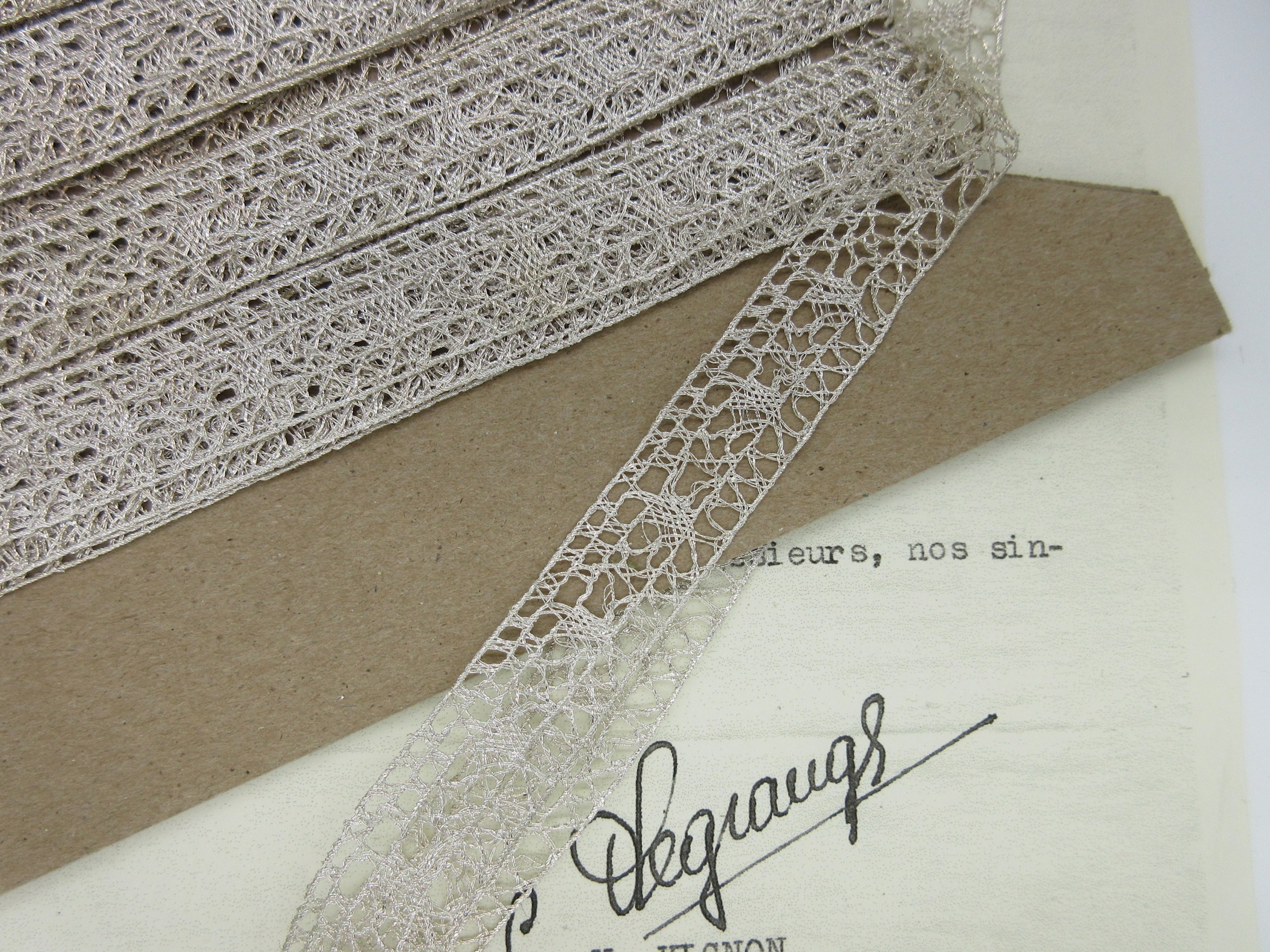 Silver Metallic Straight Edge Lace Trim 5/8"