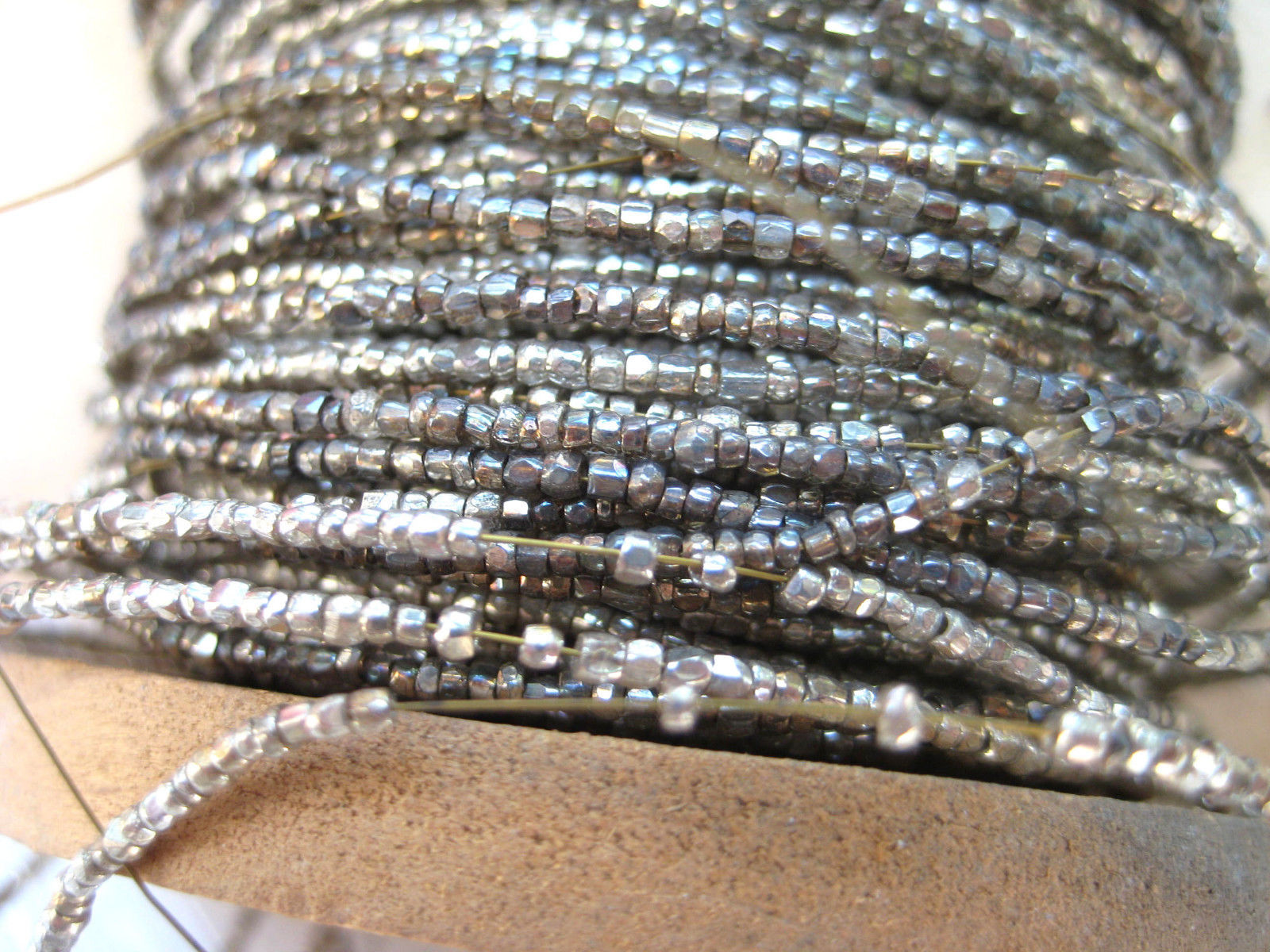 Silver Glass Beads on Wire 2 yards